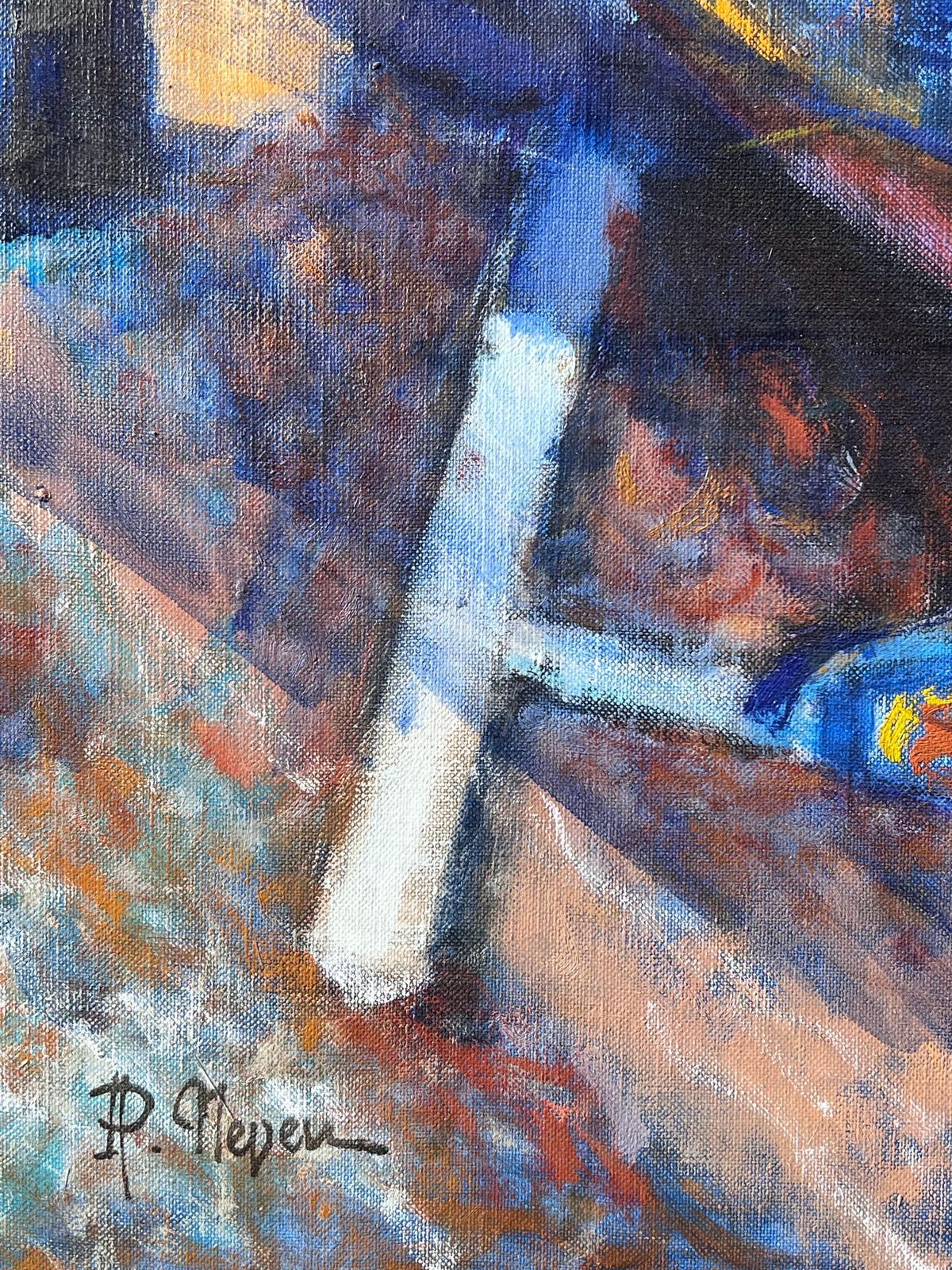 photo furniture Pierre Neveubeach Figures Under Striped Tent With Busy Summer Scene Warm French Oil Painting