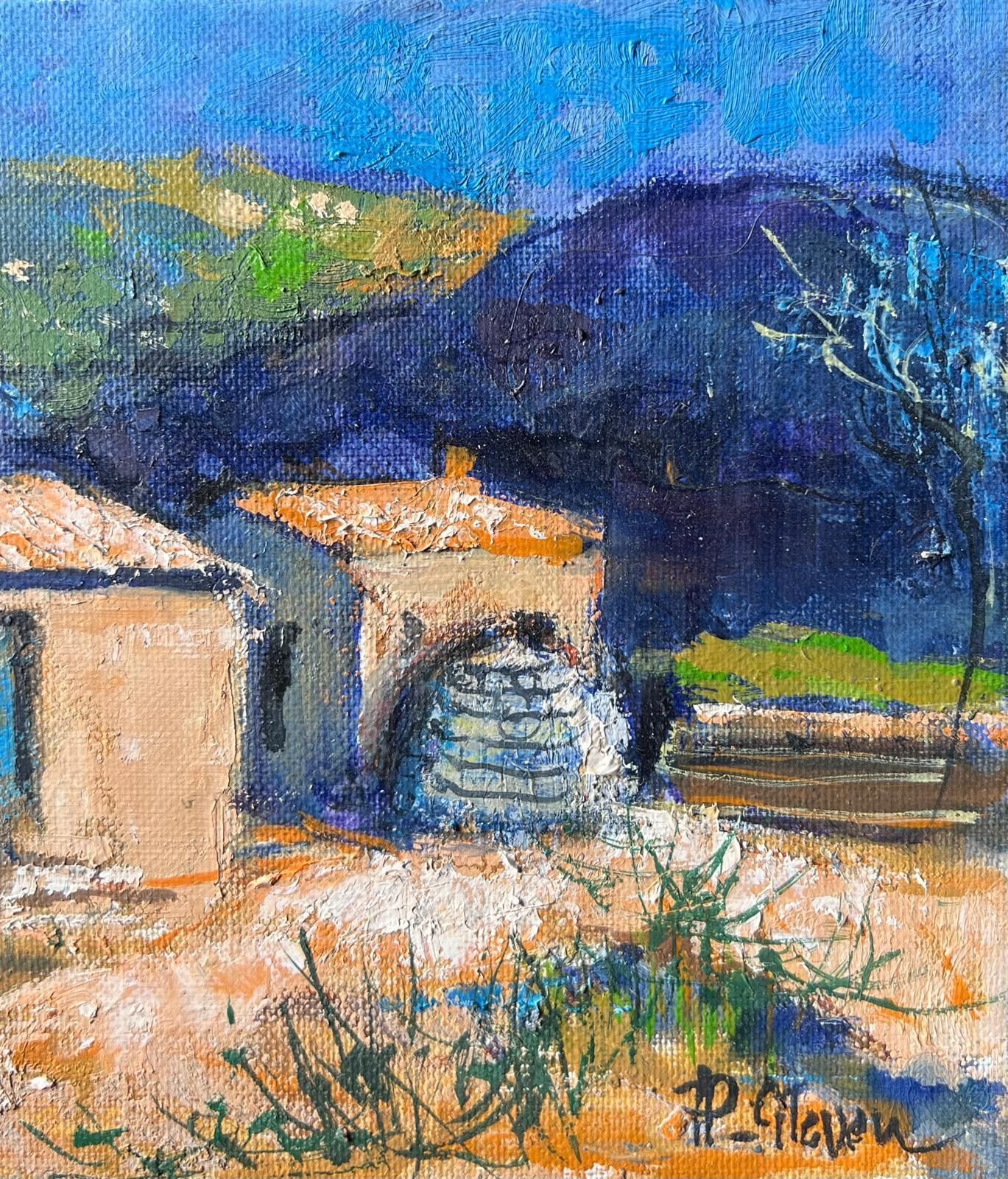 Pierre Neveua Stone Chapel And Outbuildings In Sunlit Mountain Landscape French Oil Painting photo for sale