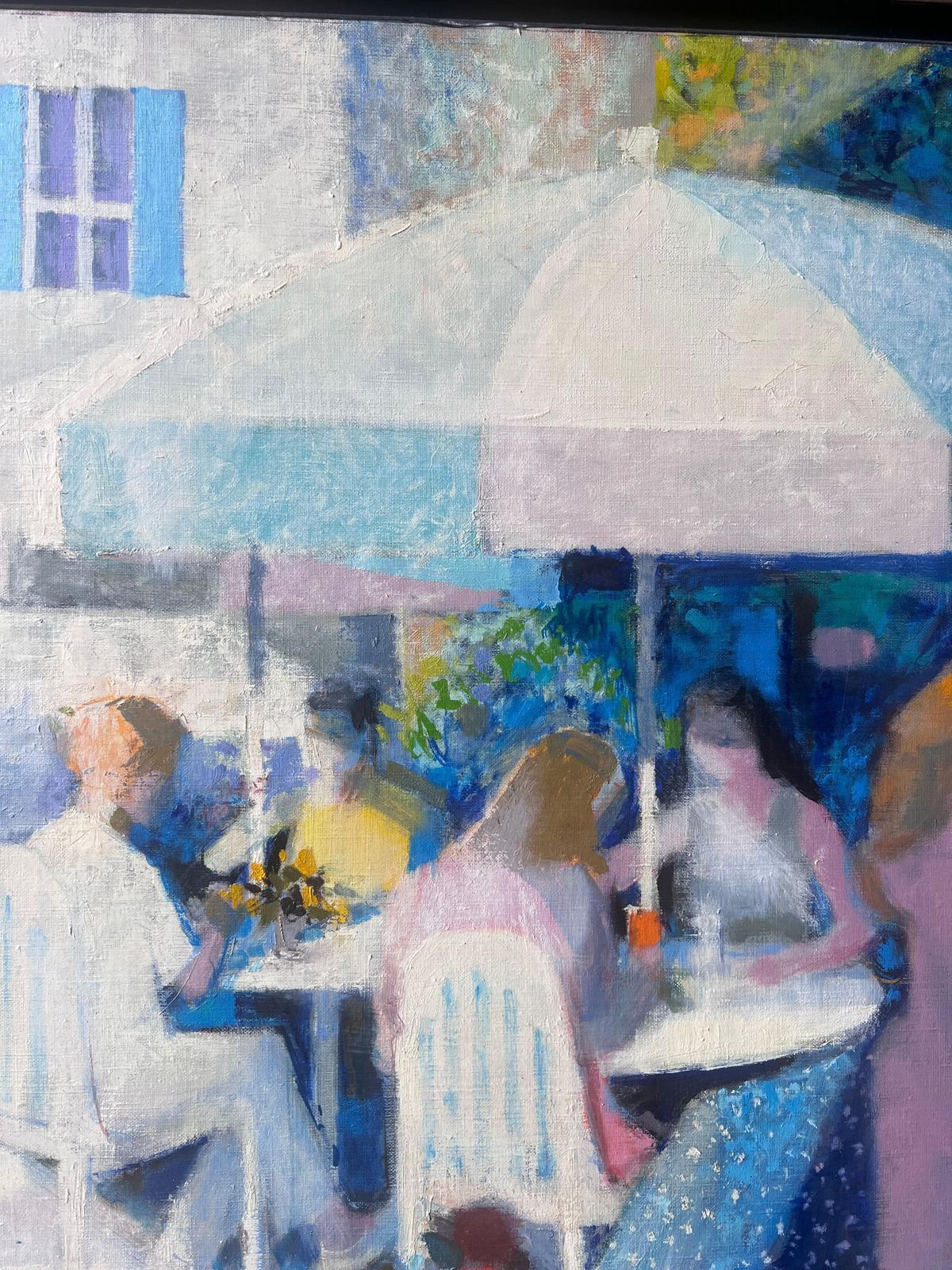 Pierre Neveula Creperie At Chantilly Sunlit Cafe Terrace With Figures In French Oil Painting photo 1221.0