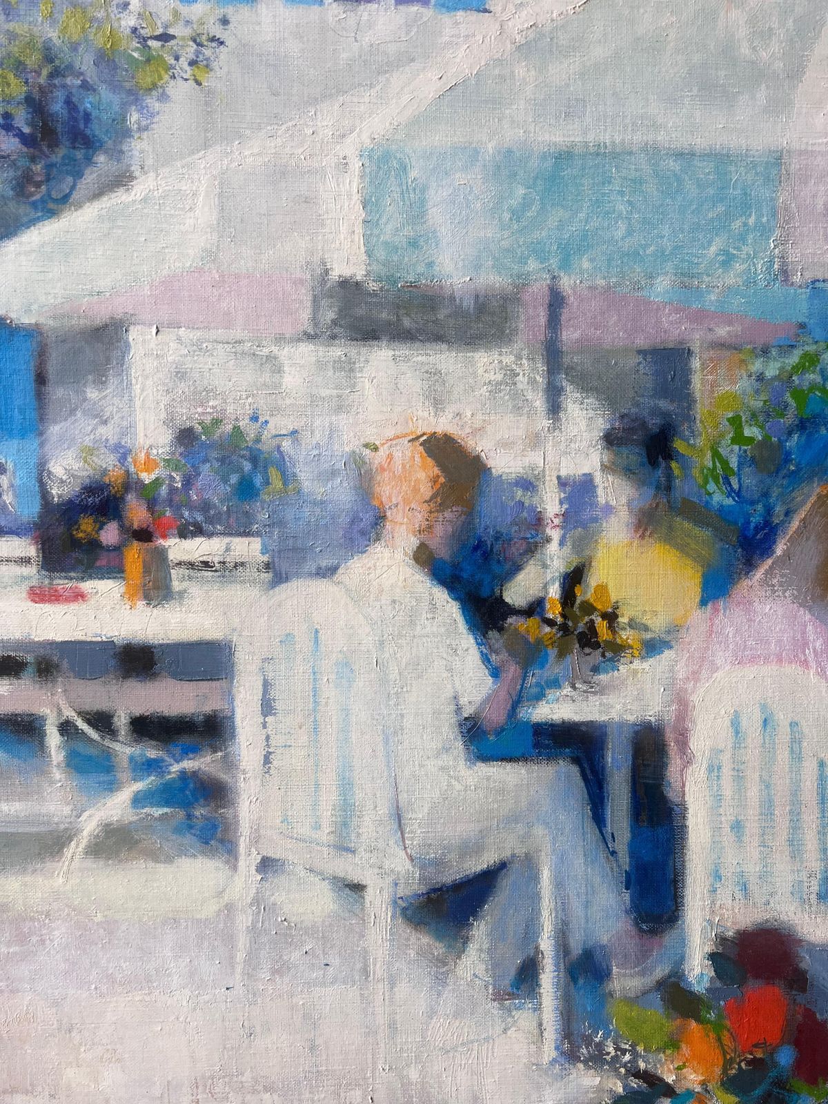 Pierre Neveula Creperie At Chantilly Sunlit Cafe Terrace With Figures In French Oil Painting photo buy