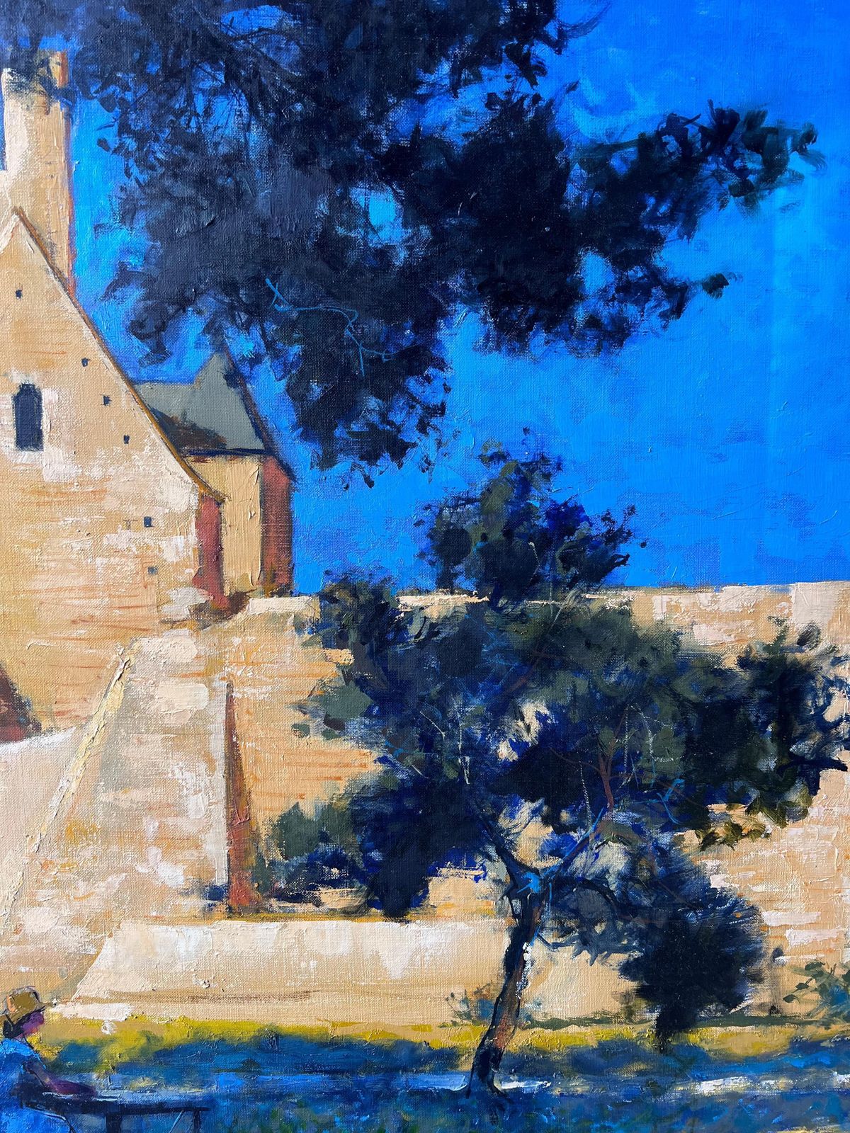 Pierre Neveuchateau De Suscinio Sunlit Castle With Artists Under Trees A French Oil Painting photo buy