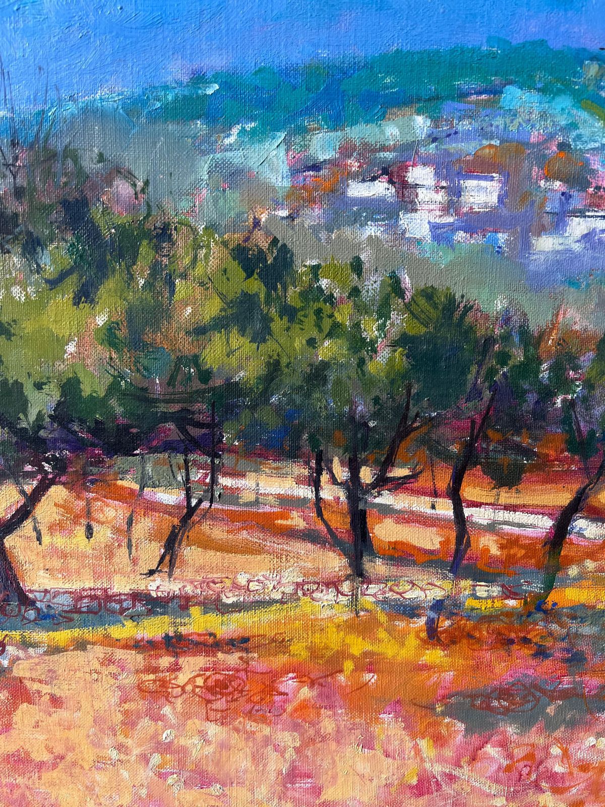 Pierre Neveusunlit Olive Grove With Hilltop Village In Vibrant French Countryside photo Art