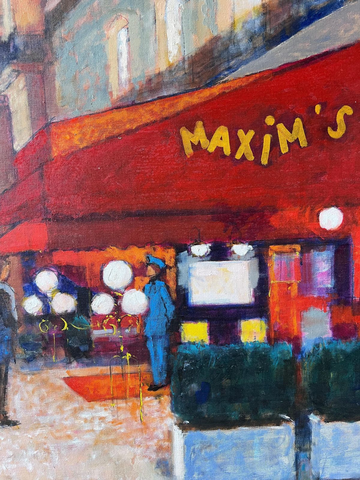 Pierre Neveuat Paris Maxim's Nightly Street Scene With Two Stylish Women French Oil Painting photo Art