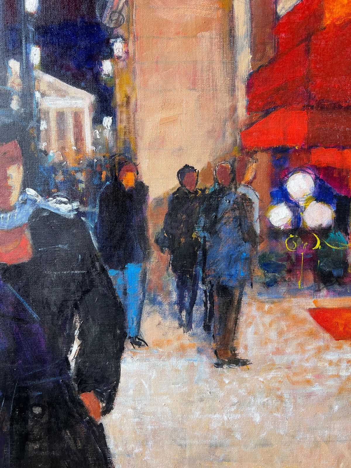 Pierre Neveuat Paris Maxim's Nightly Street Scene With Two Stylish Women French Oil Painting photo vinterior