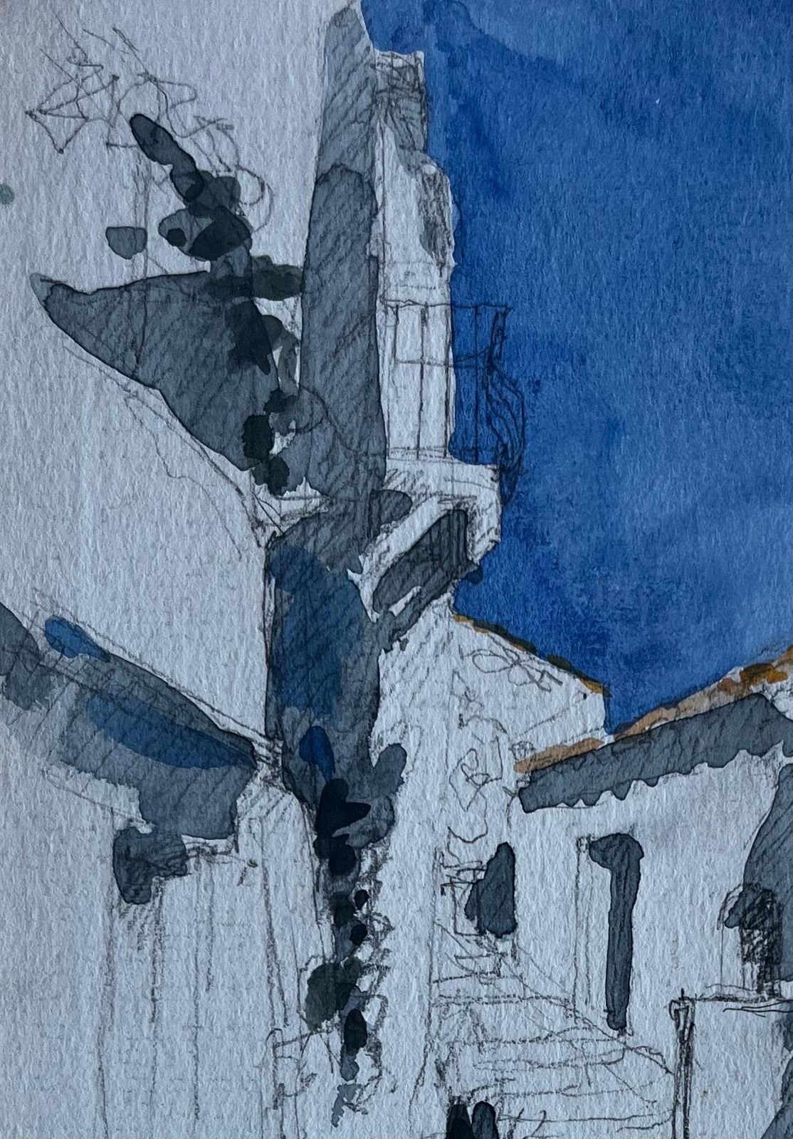 Pierre Neveucucuron Provence Sunlit Street Scene Watercolour By Pierre Neveu French Artist photo 586.0