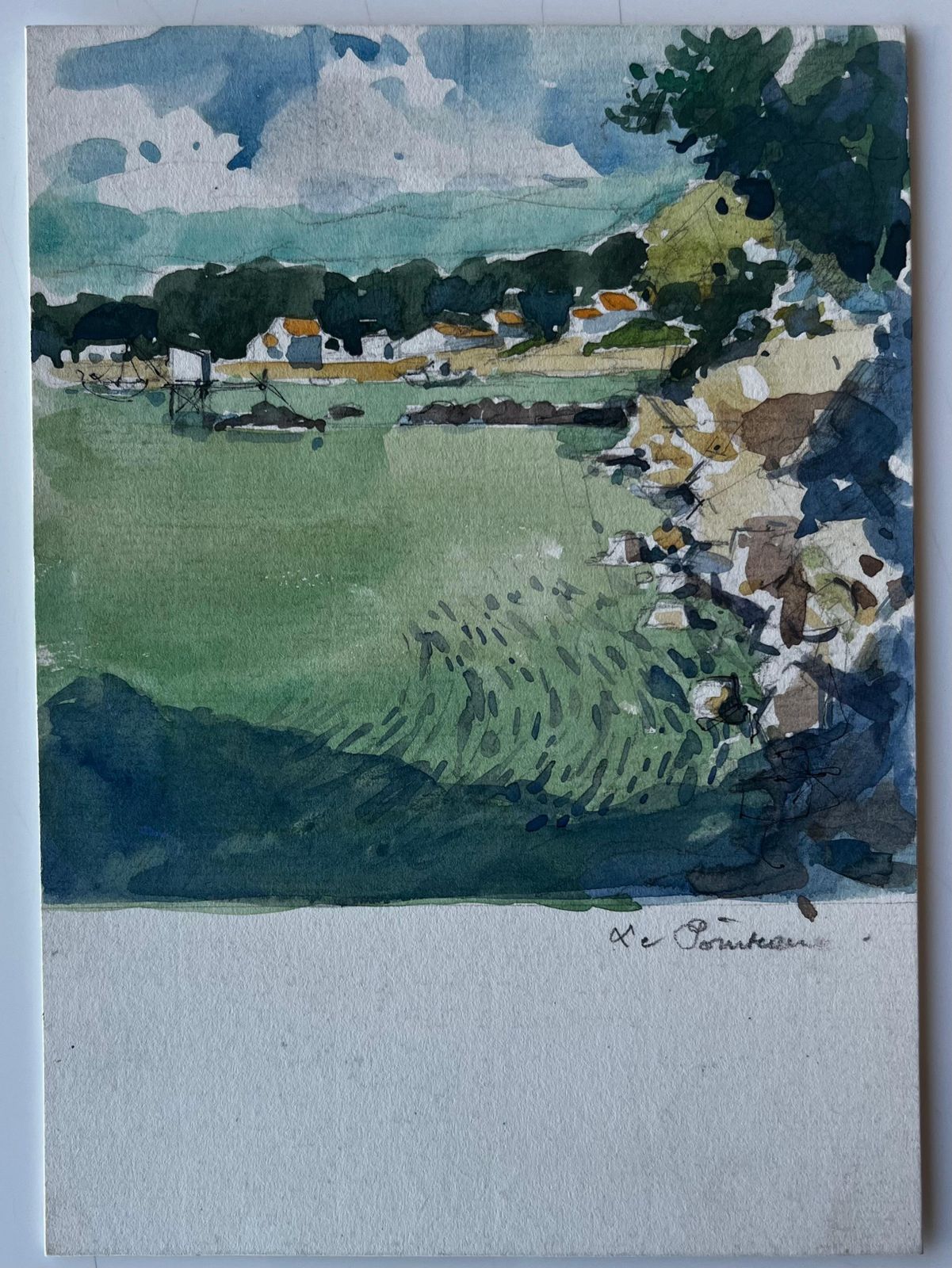 Pierre Neveule Pontreau French Coastal Landscape Watercolour Seaside Scene By Pierre Neveu photo furniture