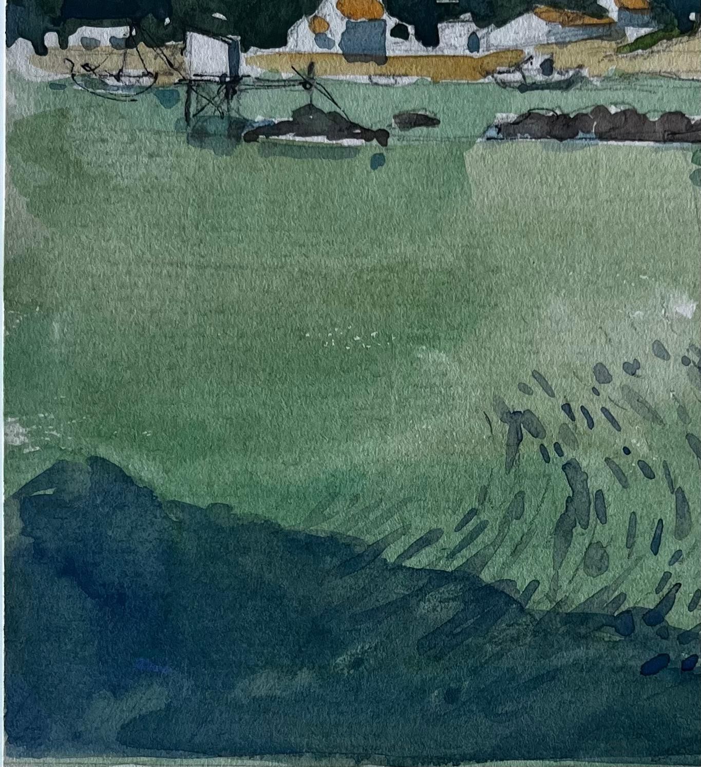 Pierre Neveule Pontreau French Coastal Landscape Watercolour Seaside Scene By Pierre Neveu photo vinterior