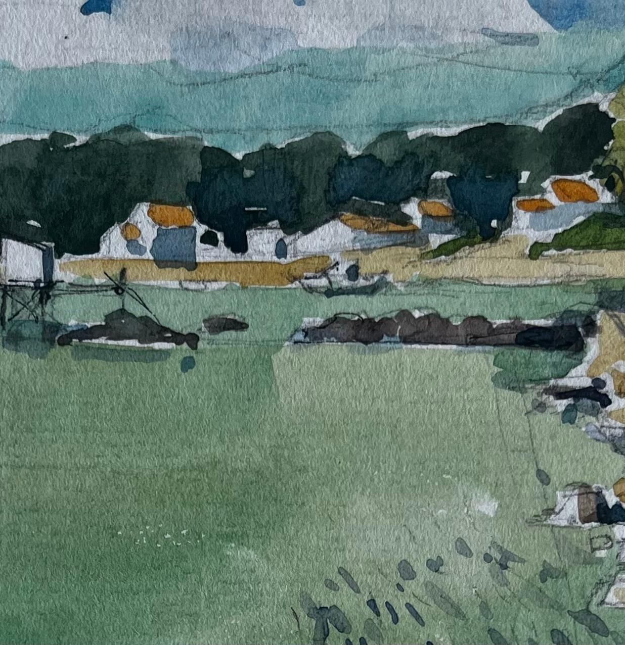 Pierre Neveule Pontreau French Coastal Landscape Watercolour Seaside Scene By Pierre Neveu photo buy