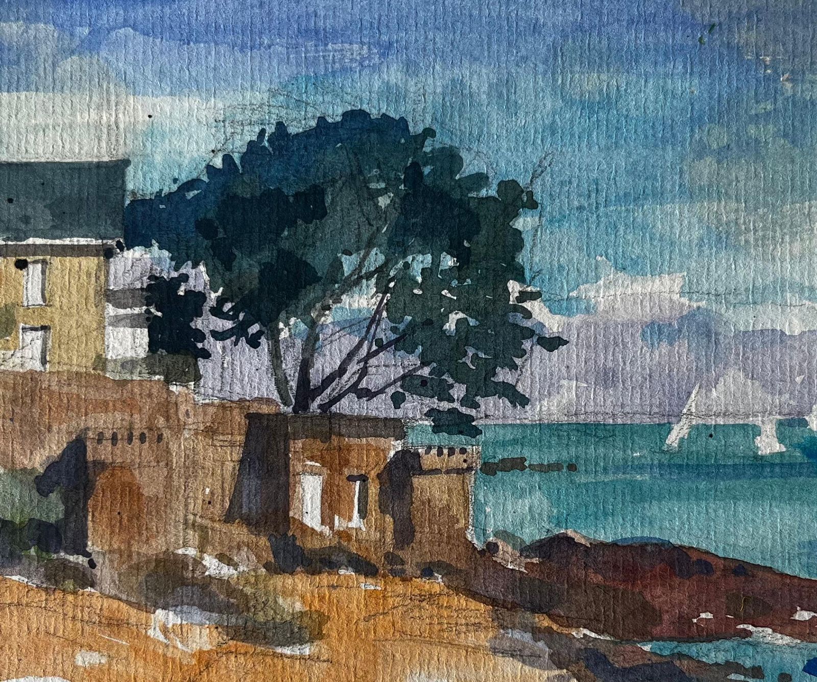 Pierre Neveufrench Coastal Villa And Sea View Brittany Coast Watercolour By Pierre Neveu photo buy