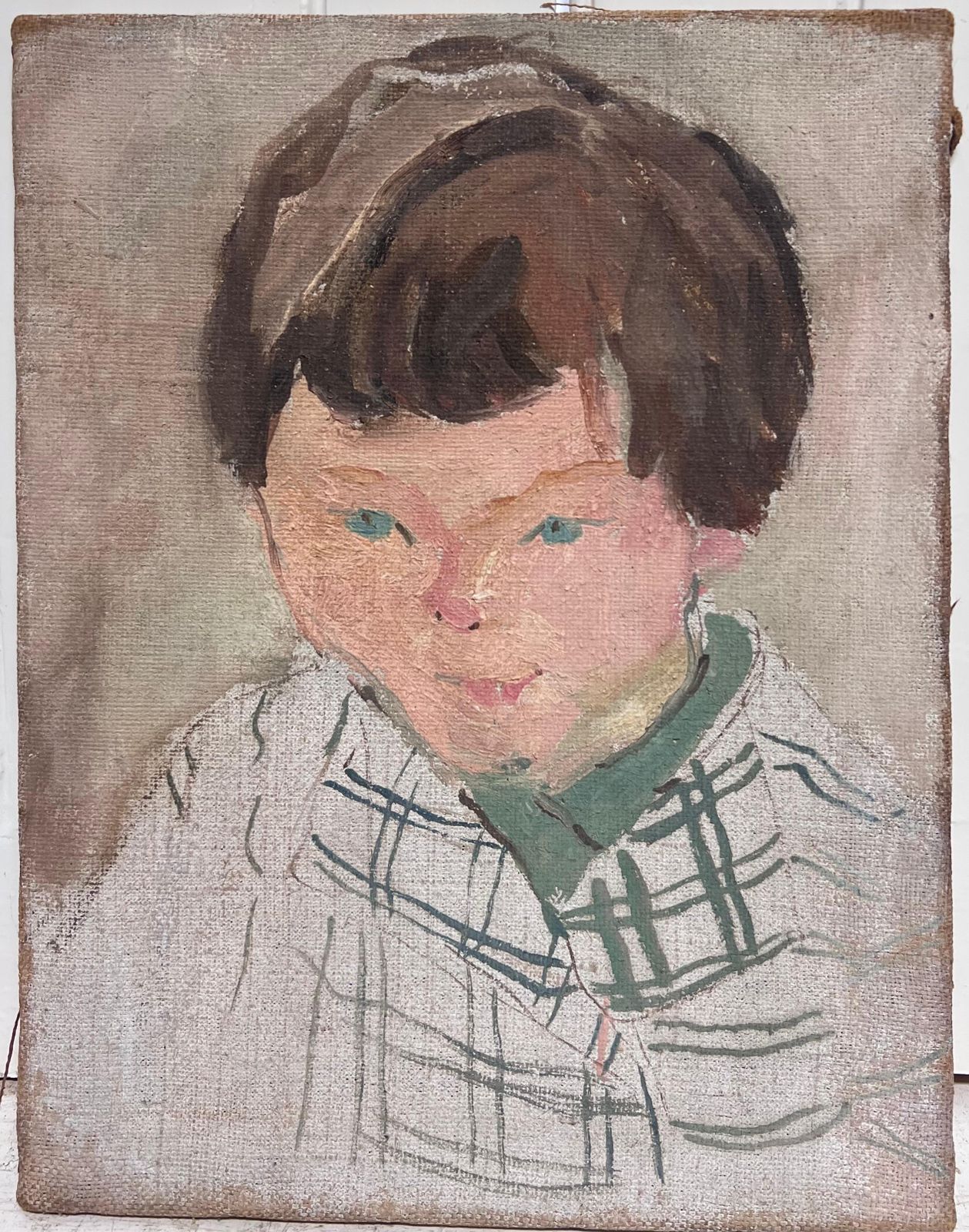 Suzanne Dinkesfrench Mid Century Oil Painting 1950's Portrait Of Child1950's photo furniture