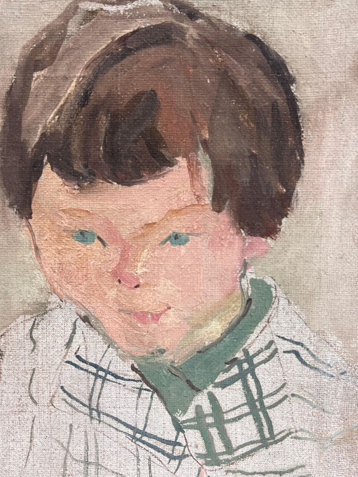 Suzanne Dinkesfrench Mid Century Oil Painting 1950's Portrait Of Child1950's photo for sale