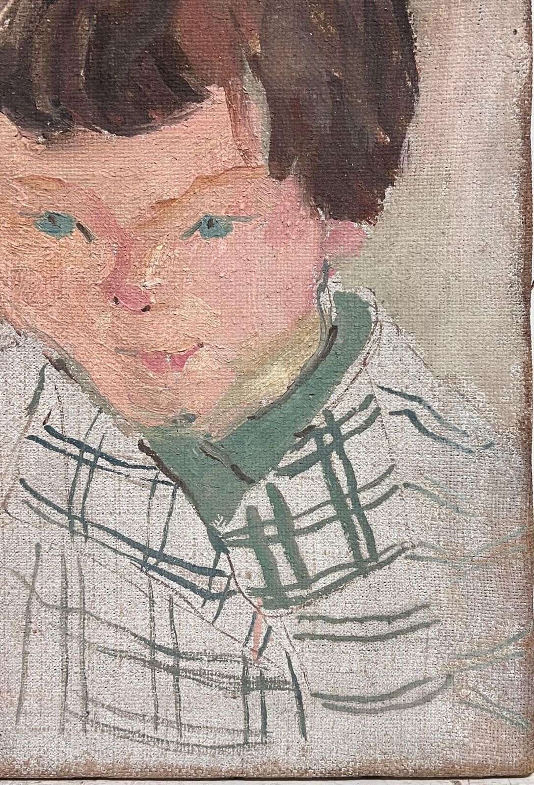 Suzanne Dinkesfrench Mid Century Oil Painting 1950's Portrait Of Child1950's photo vinterior