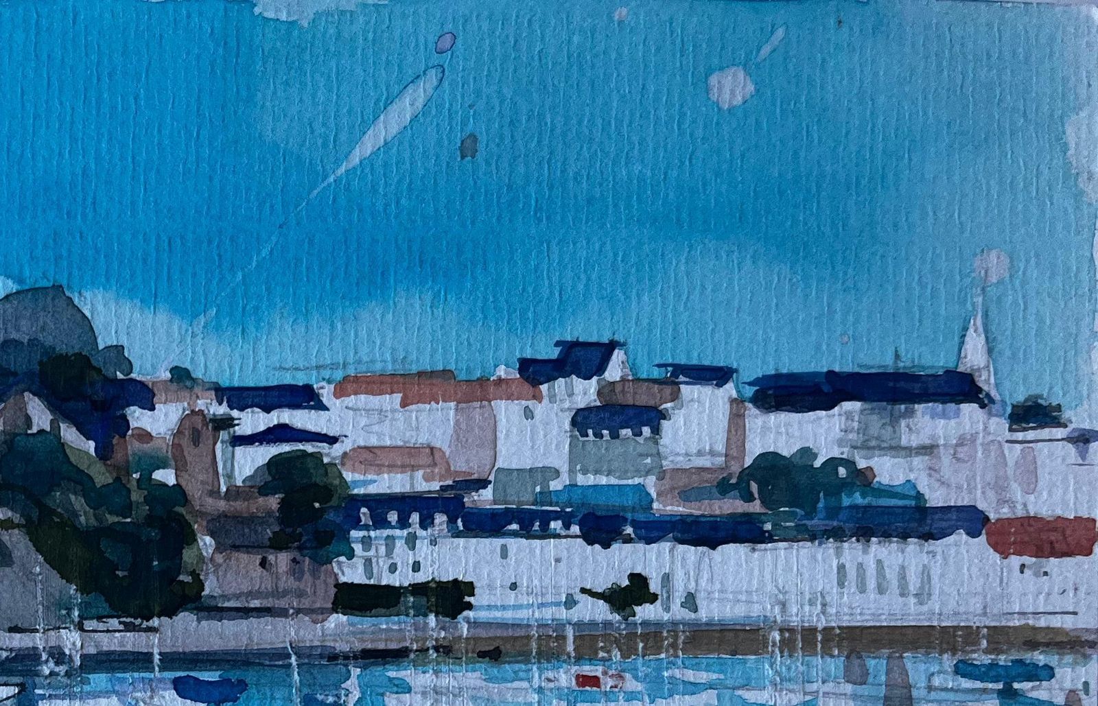 Pierre Neveuchâteau And Harbour At Pornic Brittany French Coastal Watercolour photo 402.0