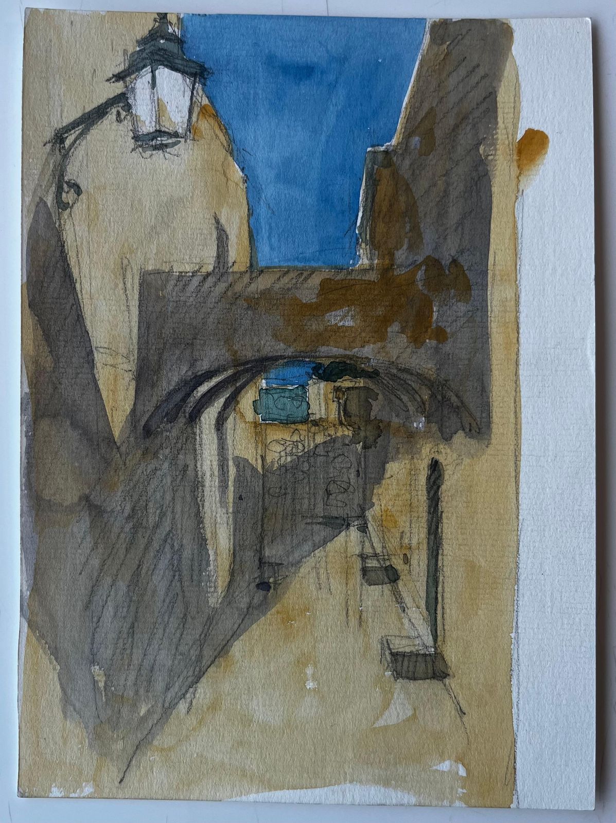 Pierre Neveusunlit Archway And Narrow Street Southern France Watercolour By Pierre Neveu photo furniture