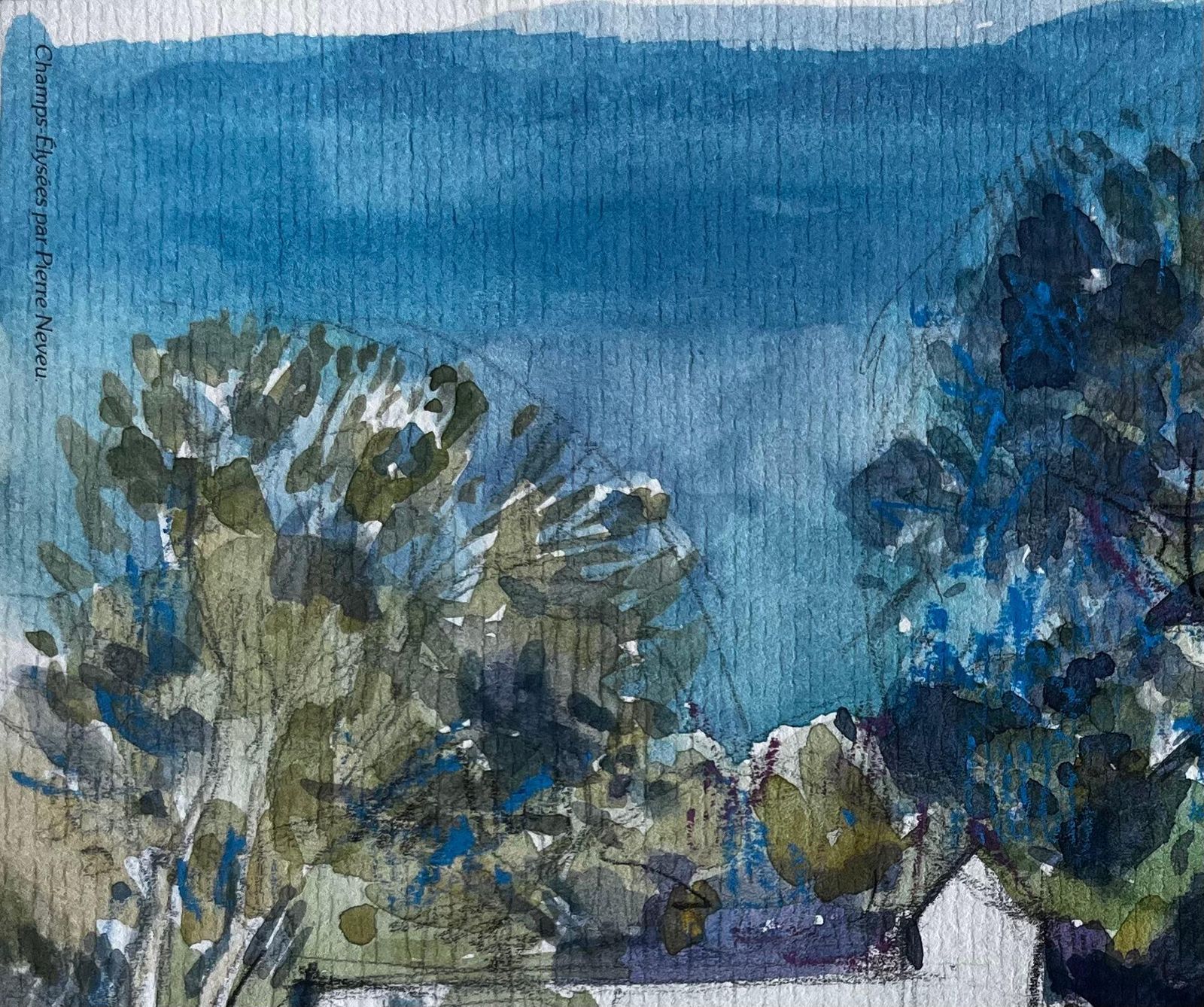 Pierre Neveula Ferme Des Arbres French Country Farm Landscape Watercolour By Pierre Neveu photo vinterior