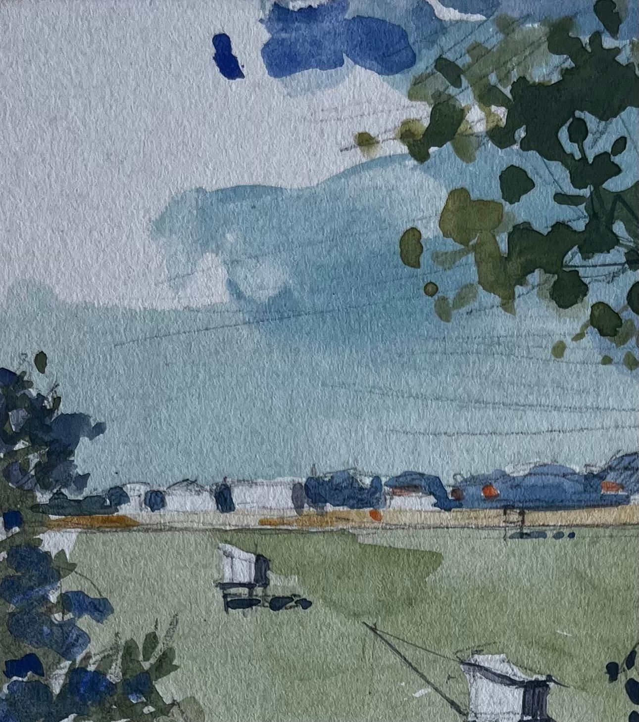 Pierre Neveule Pontreau French Coastal Fishing Huts Watercolour Maritime Scene photo Art