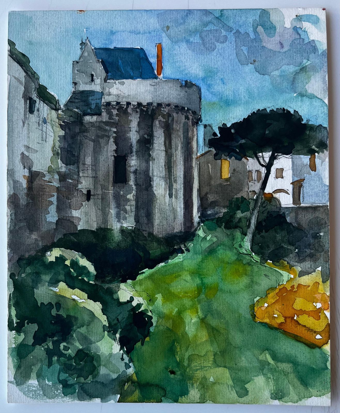 Pierre Neveuchâteau Tower And Gardens At Vannes Brittany French Watercolour By Pierre Neveu photo furniture