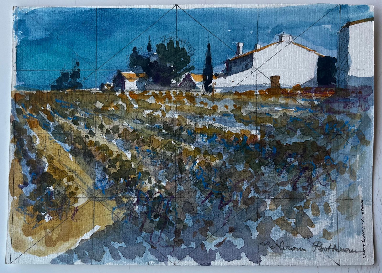 Pierre Neveule Louroux Bottereau French Landscape Watercolour By Pierre Neveu photo furniture