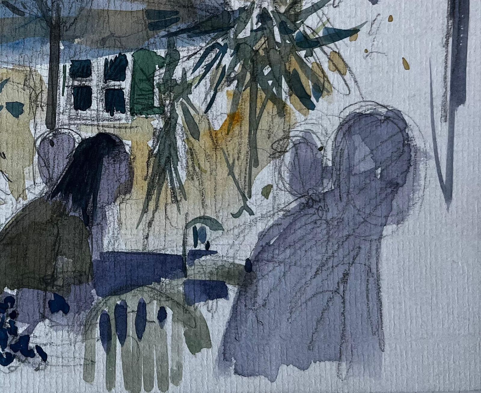 Pierre Neveucafé Terrace Scene With Umbrella French Watercolour By Pierre Neveu photo Art
