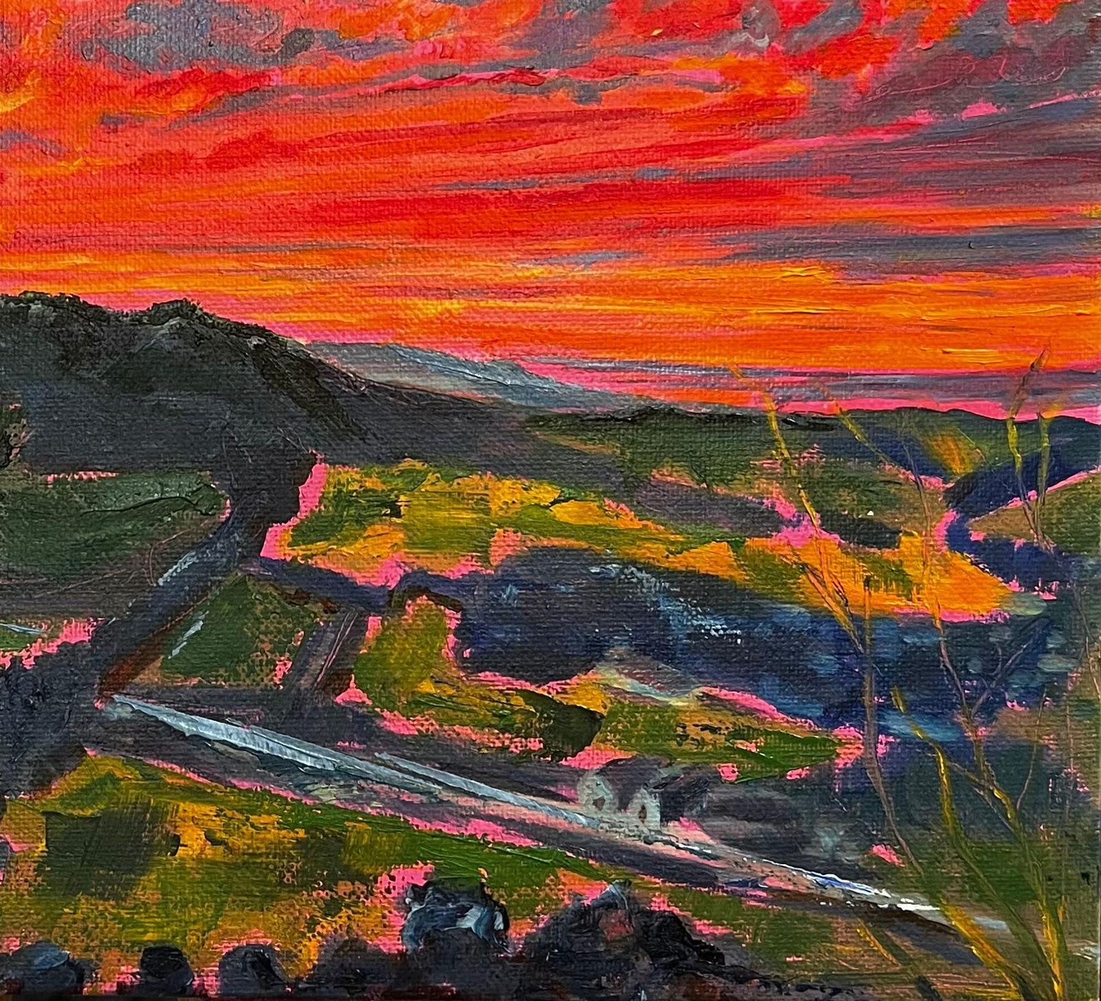 Minty Ramseysunset Over Box Hill Original Oil On Canvas Dramatic Surrey Landscape Painting2024 photo 943.0