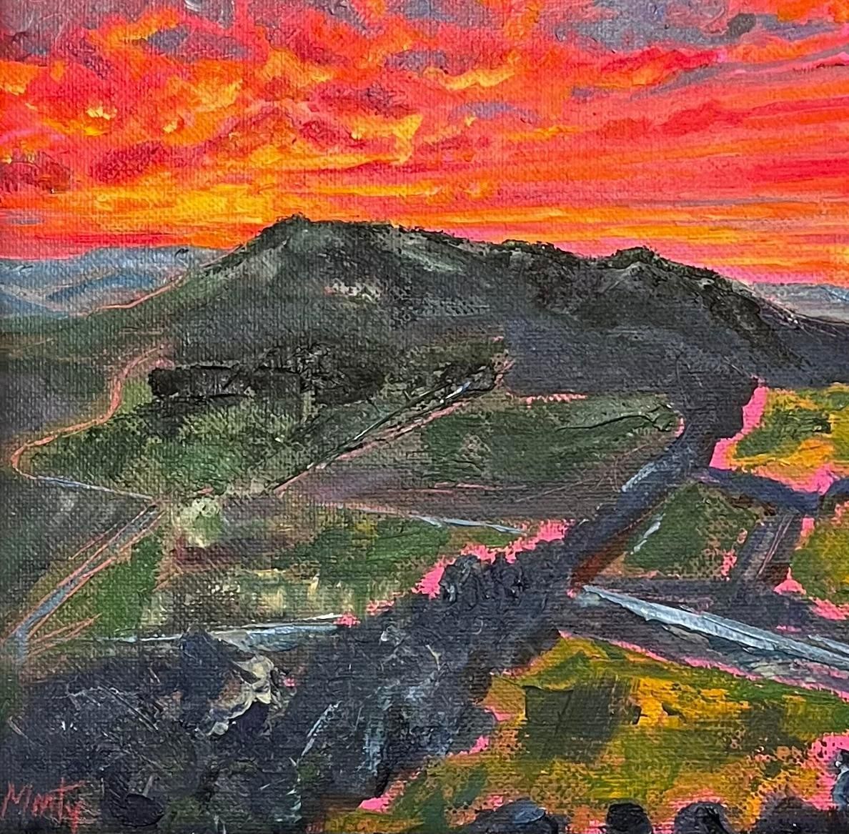 Minty Ramseysunset Over Box Hill Original Oil On Canvas Dramatic Surrey Landscape Painting2024 photo vinterior
