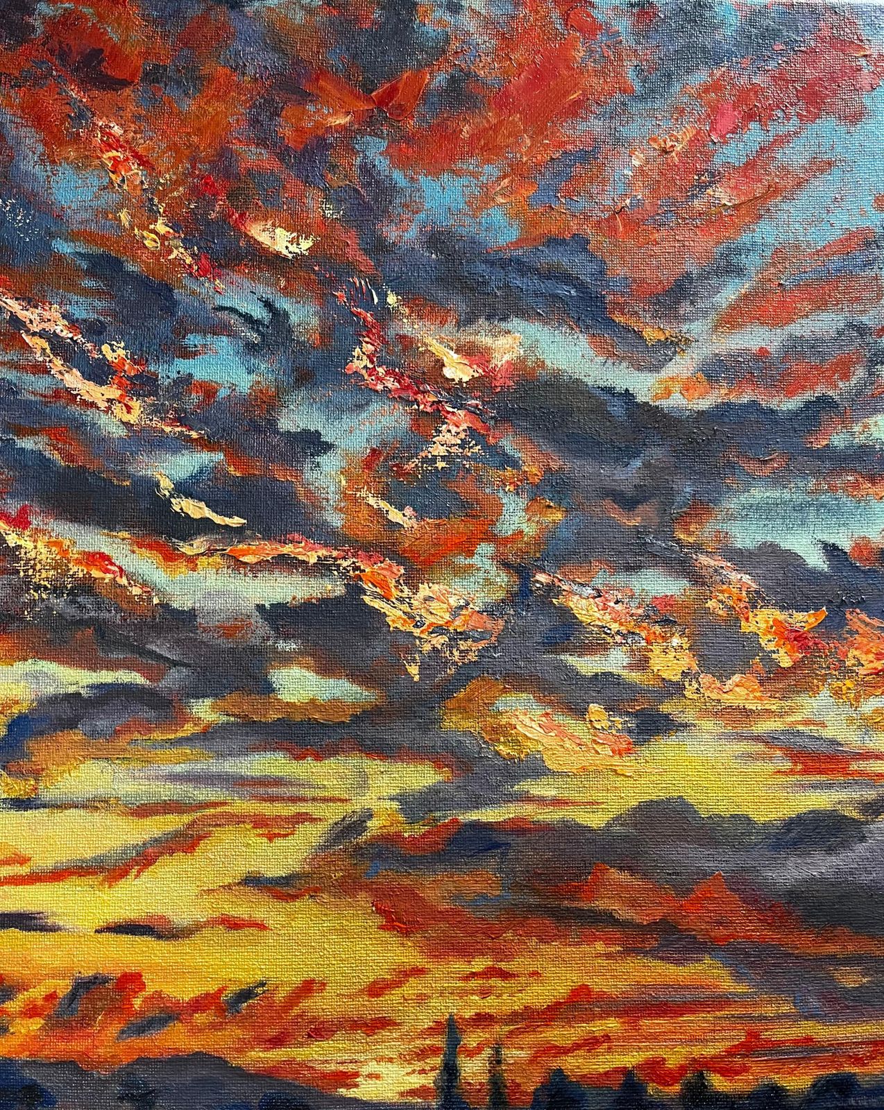 Minty Ramseysanta Cruz Pier California Original Oil On Canvas Vibrant Sunset Seascape2024 photo 1376.0