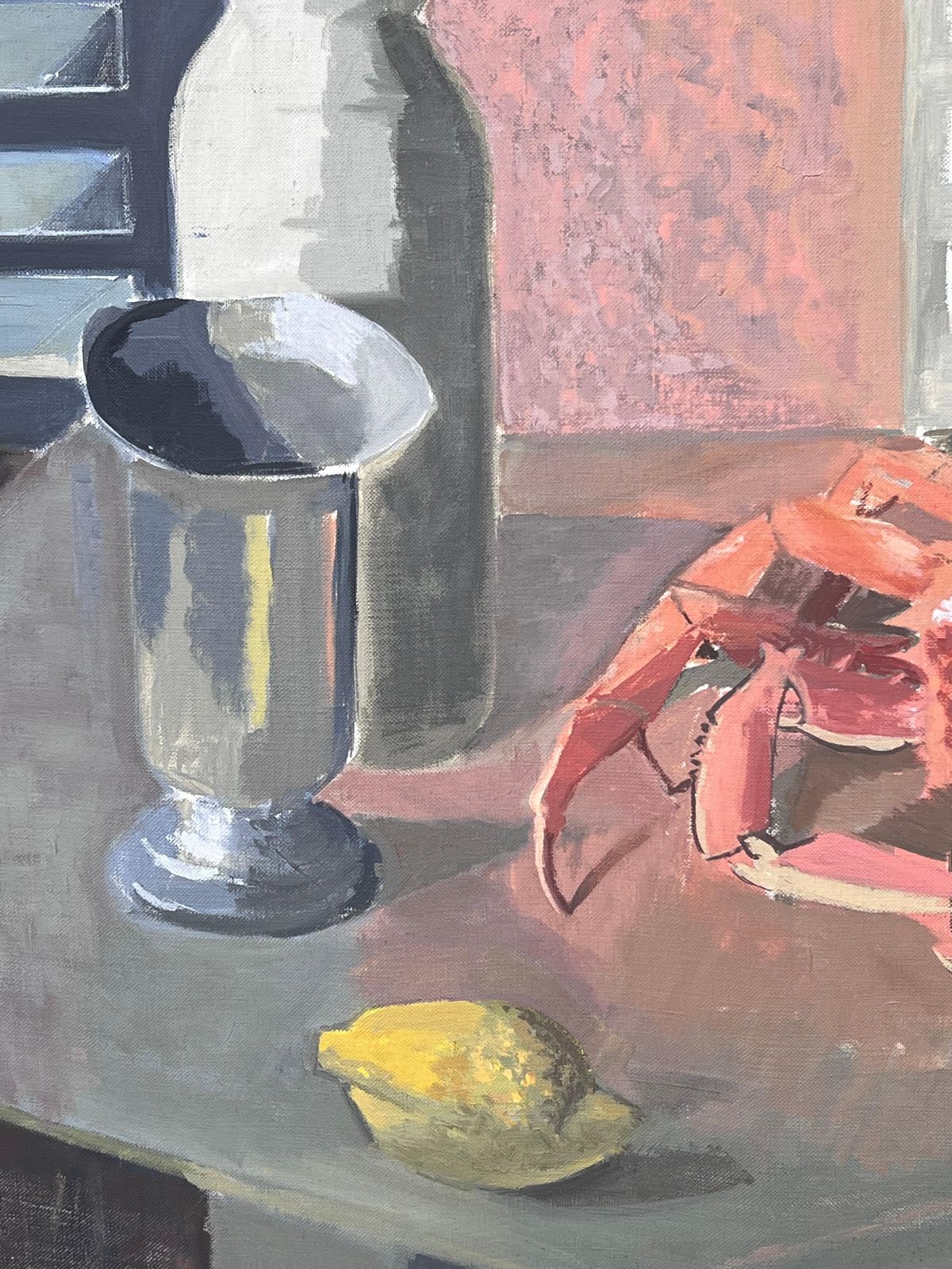 Laure Noetzin Azam (French 1929 2024)fine 20th Century French Post Cubist Oil Painting The Crab & Lemon Still Life photo vintage