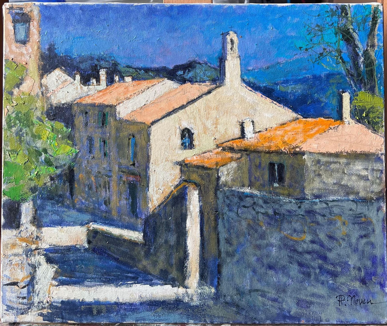 Pierre Neveusunlit Village Street In Provence Post Impressionist French Oil Painting photo furniture