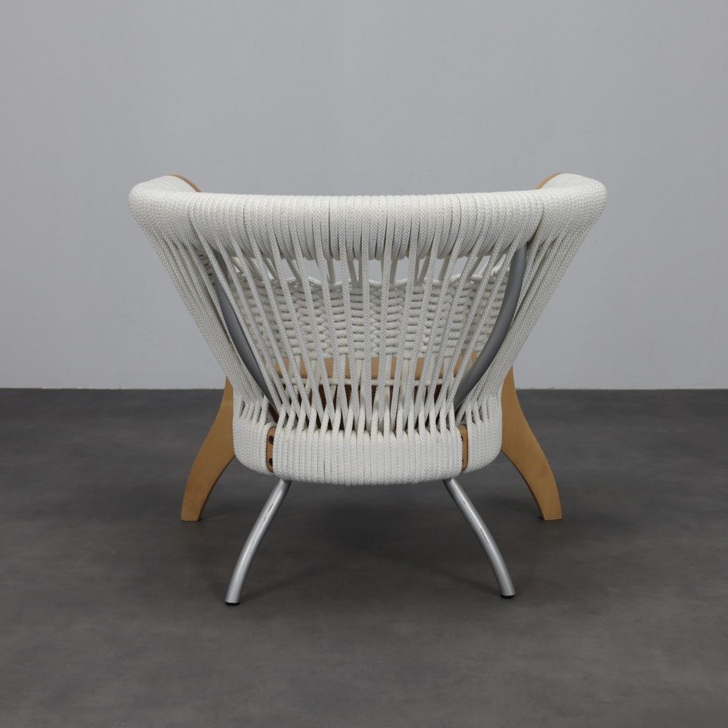 Handcrafted Italian Lounge Chair By Driade In Wood, Rope & Leather, Italy, 1990s photo 694.0