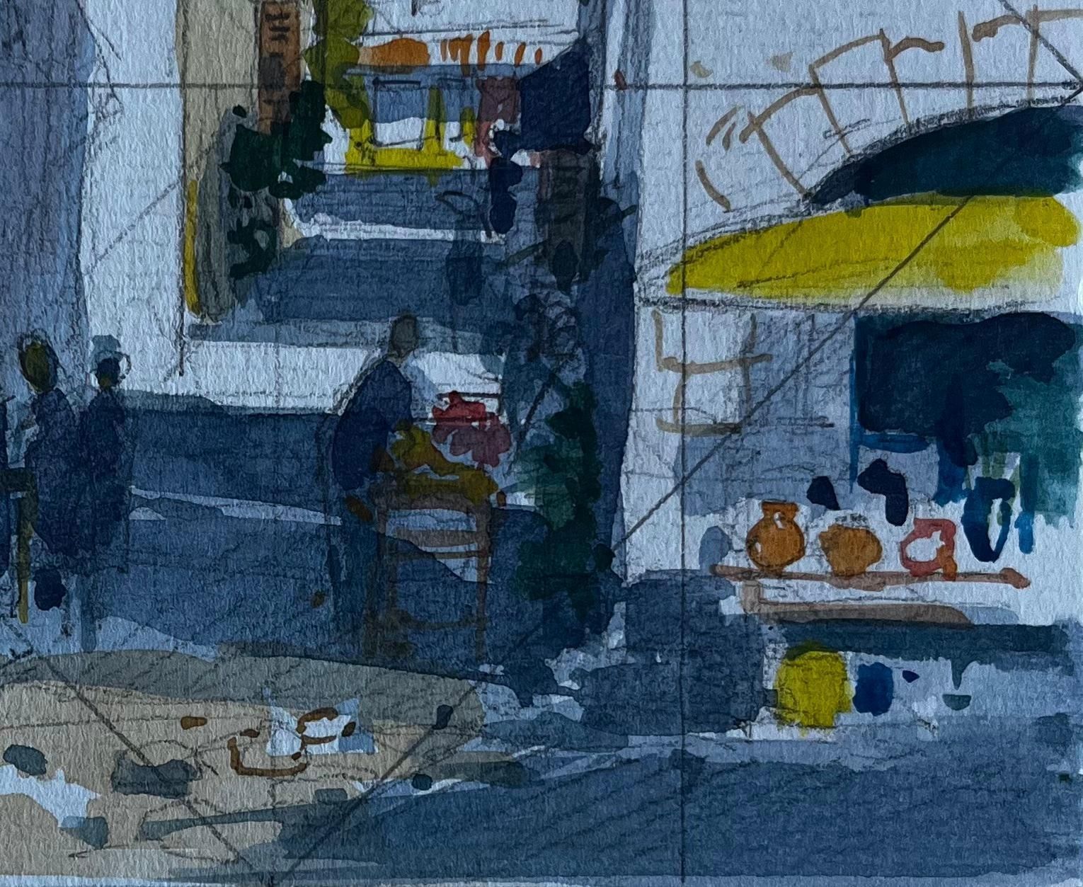 Pierre Neveumediterranean Street Market Study Mid Century Watercolour By Pierre Neveu photo 520.0