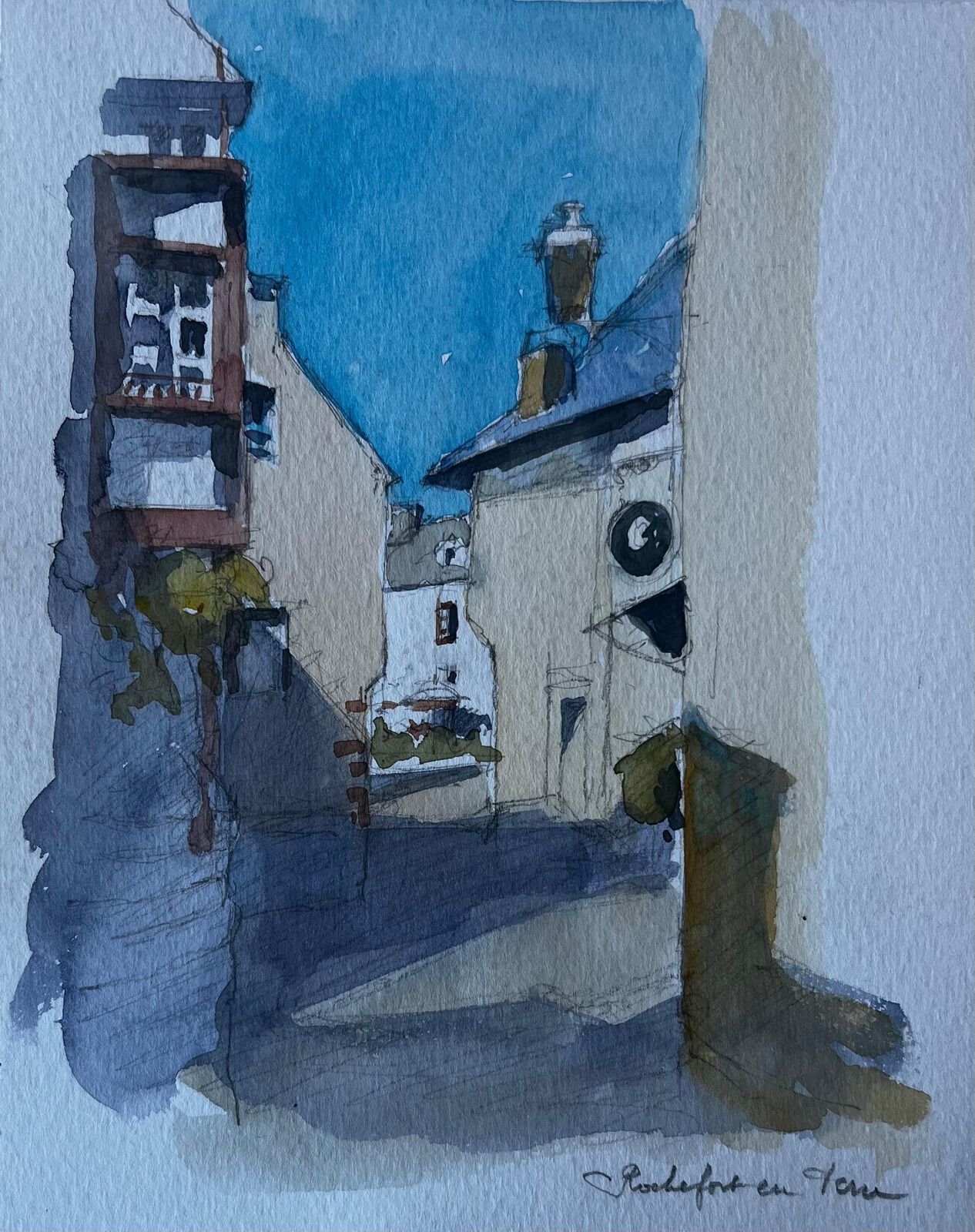 Pierre Neveurochefort En Terre Brittany Village Street Mid Century Watercolour By Neveu
