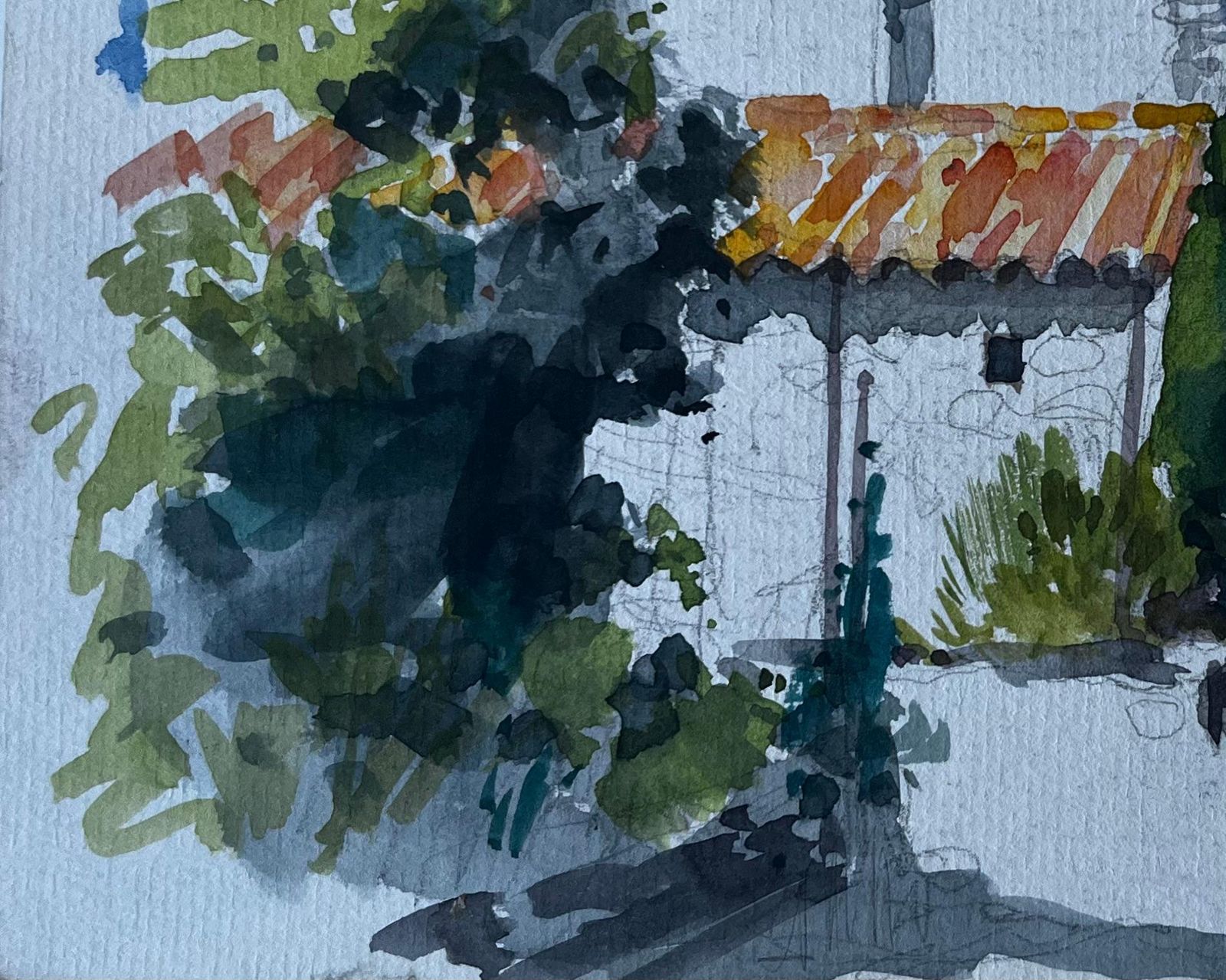 Pierre Neveusunlit Village Houses With Terracotta Roofs French Modernist Watercolour photo Art