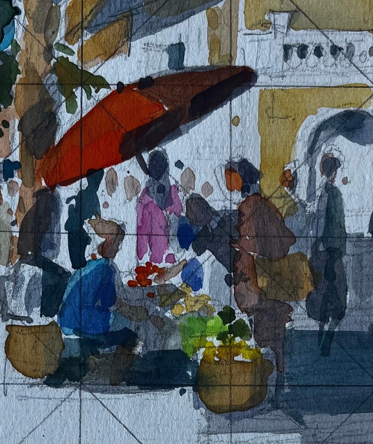 Pierre Neveuparis Street Market Scene French Modernist Watercolour By Pierre Neveu photo buy
