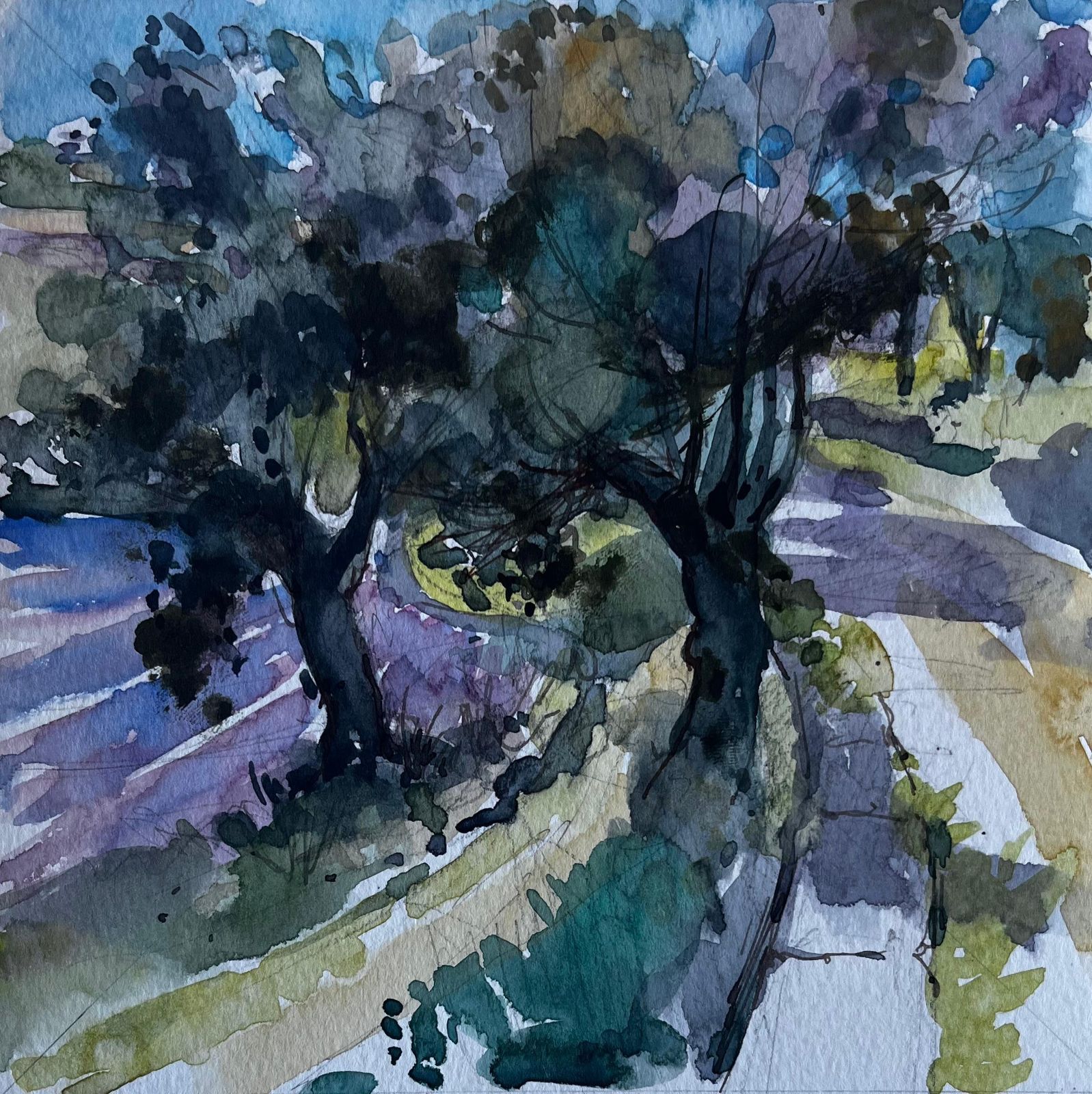 Pierre Neveuchamps De Grasse Provence Landscape French Post Impressionist Watercolour