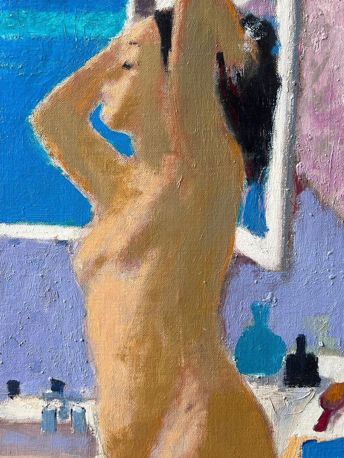 Pierre Neveufrench Post Impressionist Oil Painting Nude Lady In Bathroom Interior photo for sale