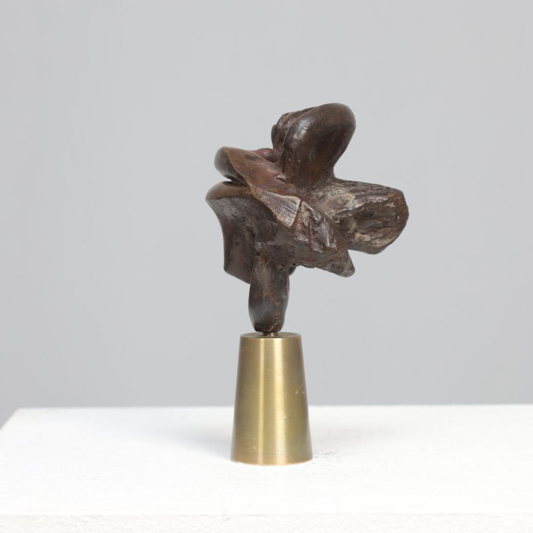Mia Moreaux. “Lips” Bronze Sculpture With Brass Base, Belgium, 1990s photo vinterior
