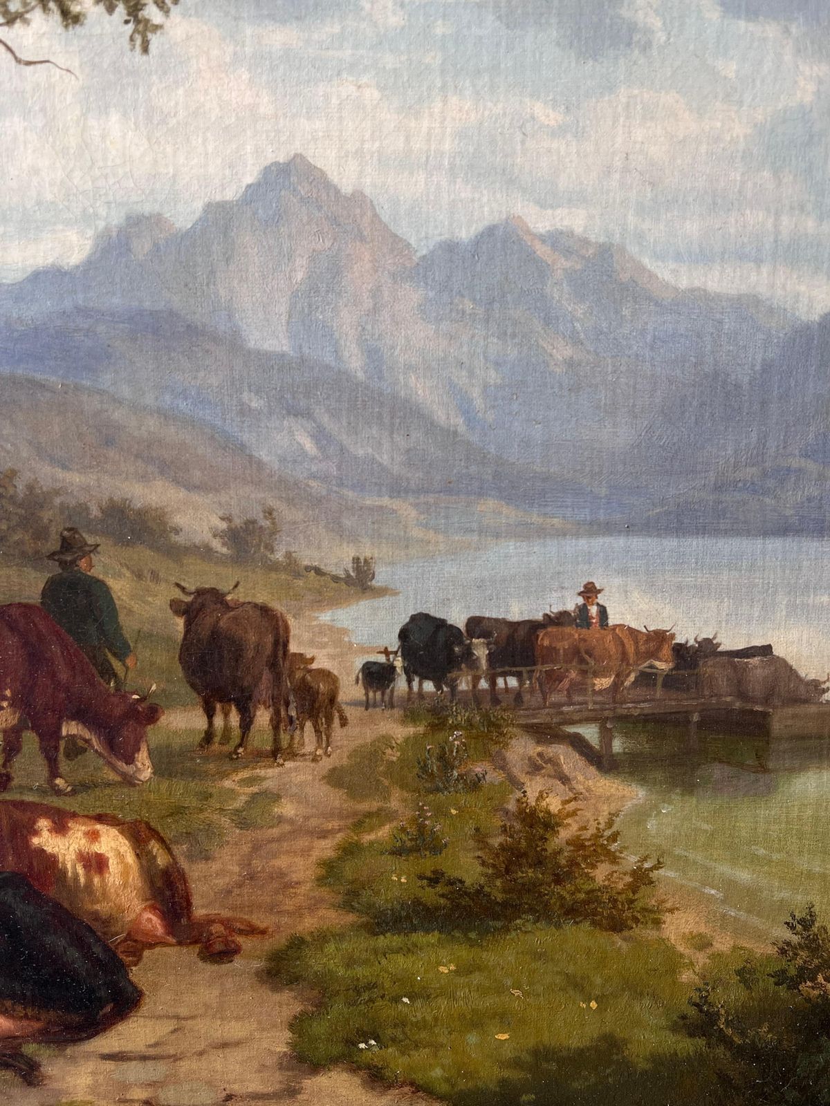 Eduard Gotzelmannfine 19th Century Large Austrian Signed Oil Painting Cattle & Horses Pastoral1887 photo 2447.0