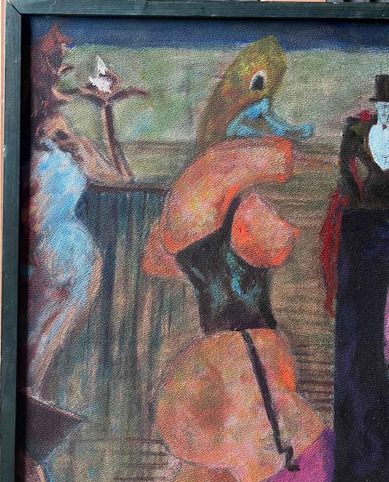 Mid Century French1950's French Surrealist Erotic Figurative Signed Oil Painting On Canvas photo Art