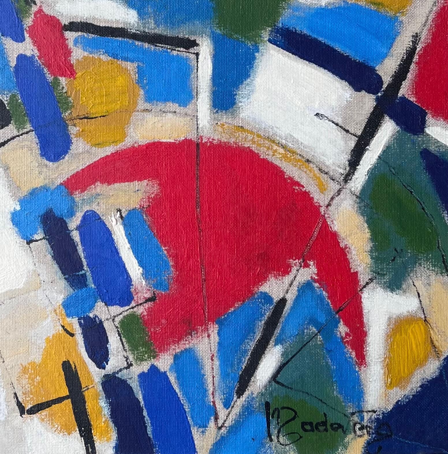 French Modernistabstract French Cubist Modernist Signed Oil Painting, 20th Century photo furniture