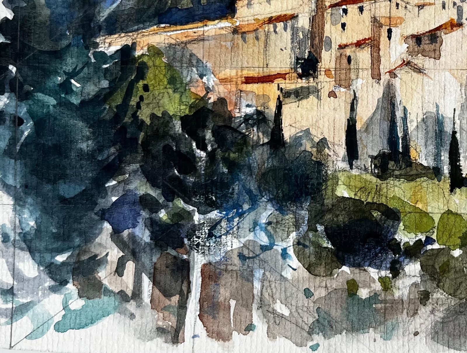 Pierre Neveuhilltop Village Of Peillon In The Alpes Maritimes Provence French Watercolour photo 561.0