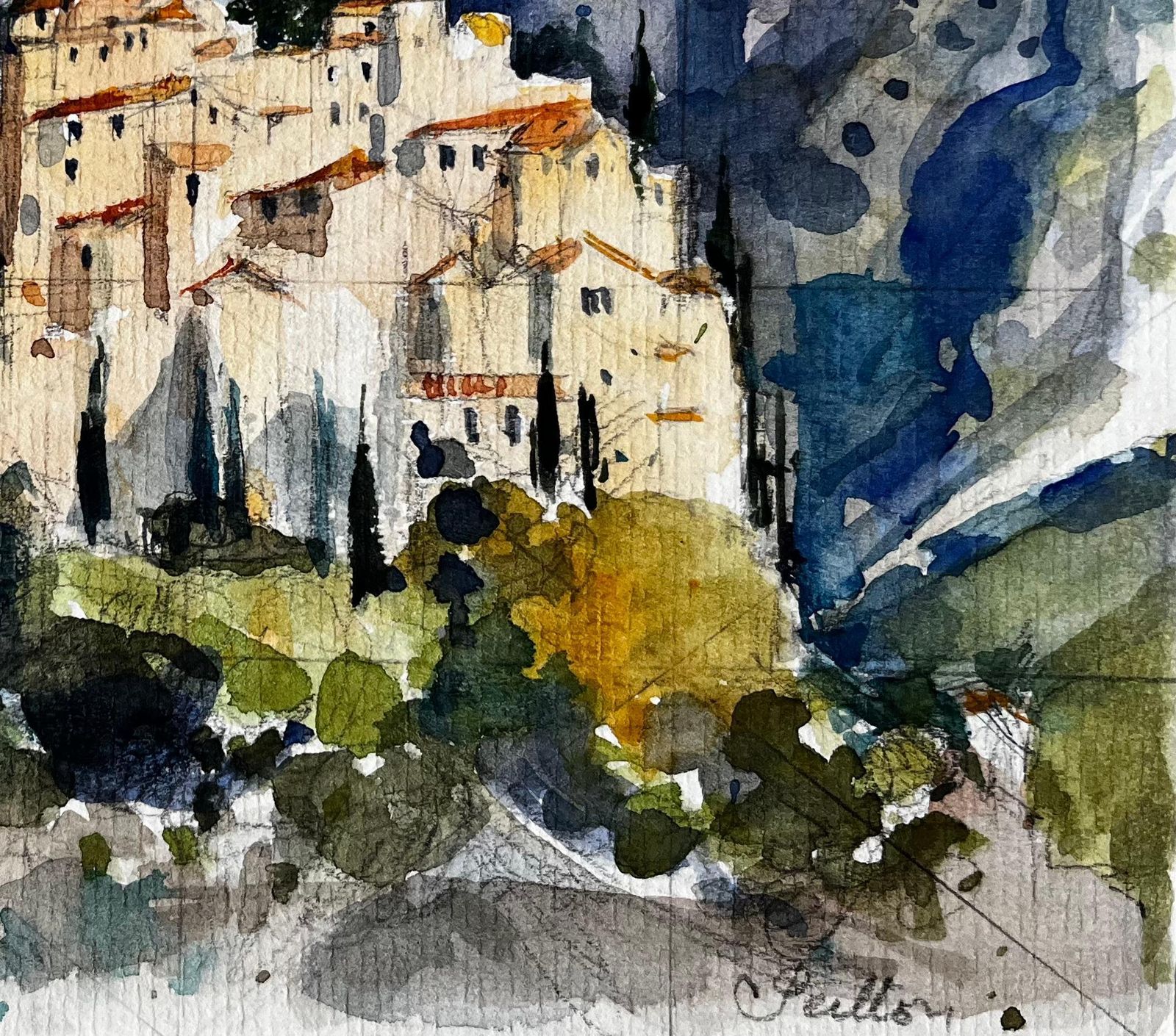 Pierre Neveuhilltop Village Of Peillon In The Alpes Maritimes Provence French Watercolour photo vinterior