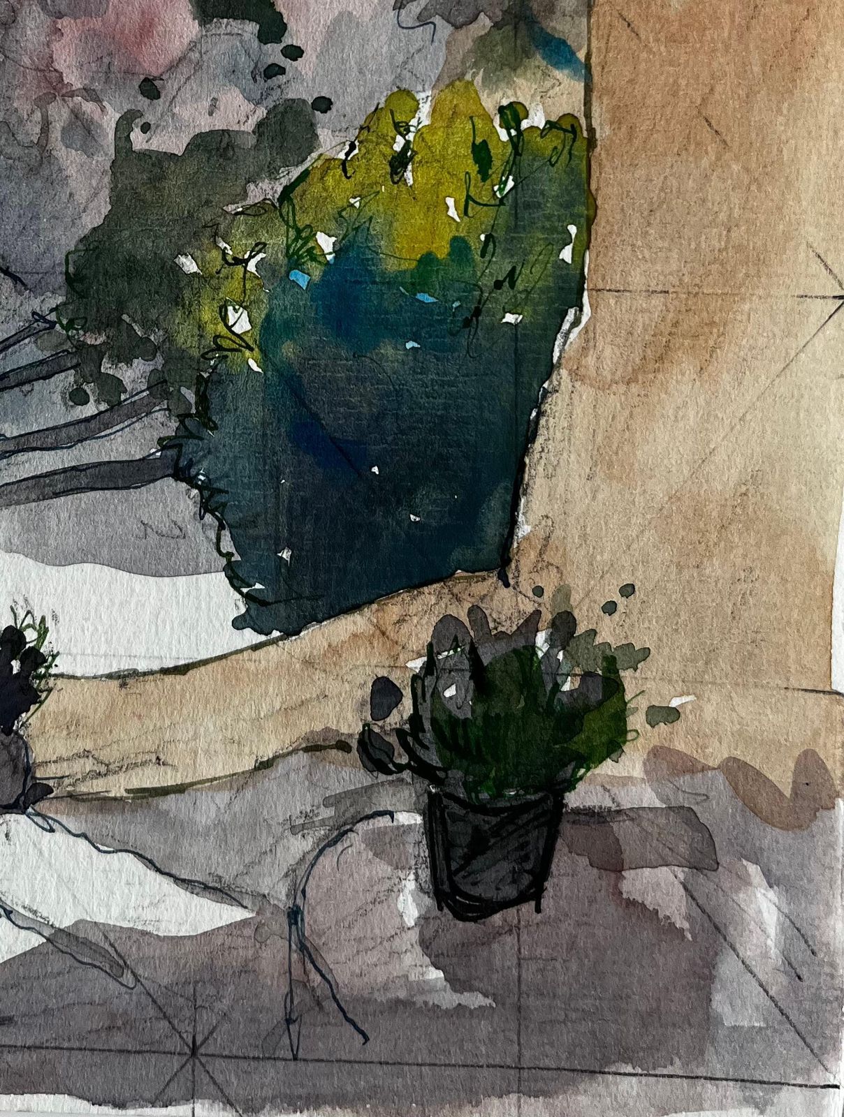 Pierre Neveuroquebrune Cap Martin Mediterranean Alleyway View French Riviera Watercolour photo Art