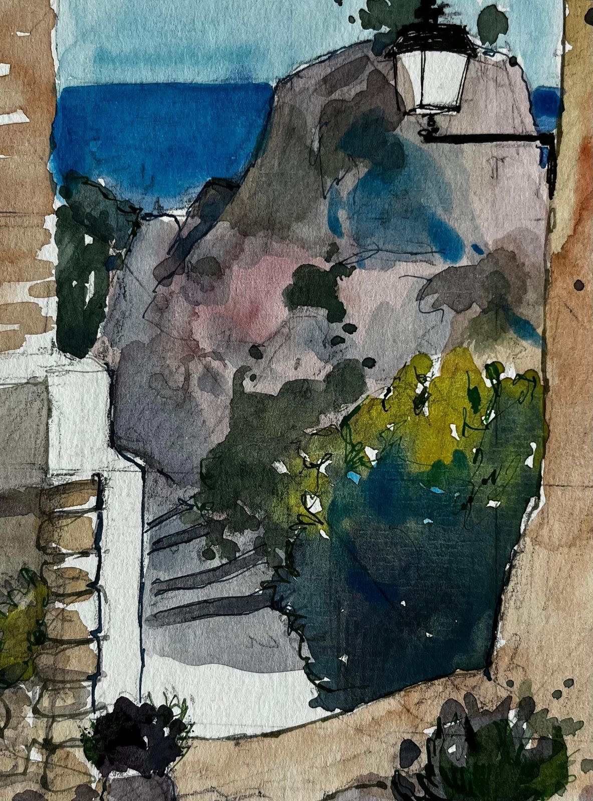 Pierre Neveuroquebrune Cap Martin Mediterranean Alleyway View French Riviera Watercolour photo buy
