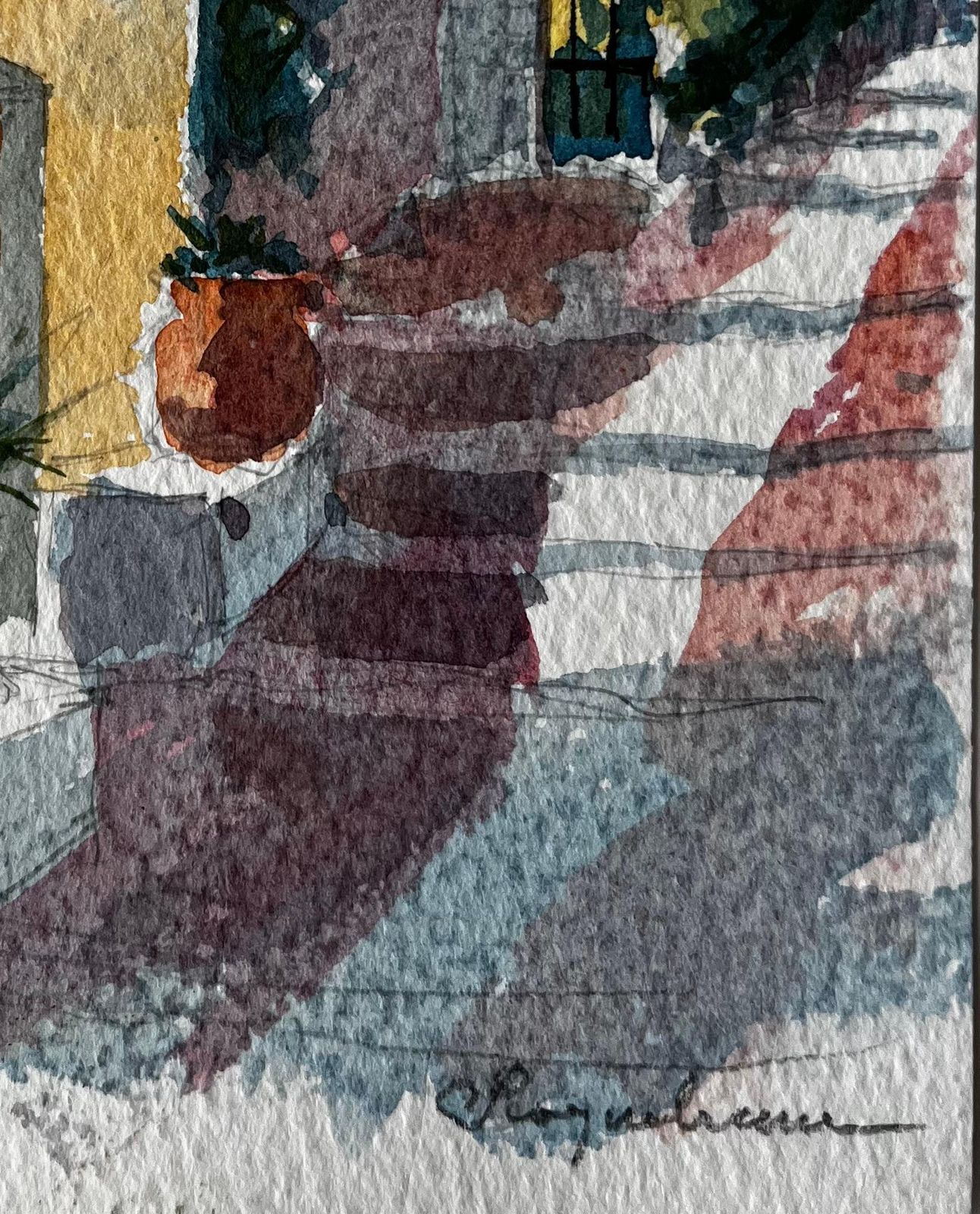 Pierre Neveusunlit Street With Terracotta Pots And Steps In Roquemaure French Village photo Art