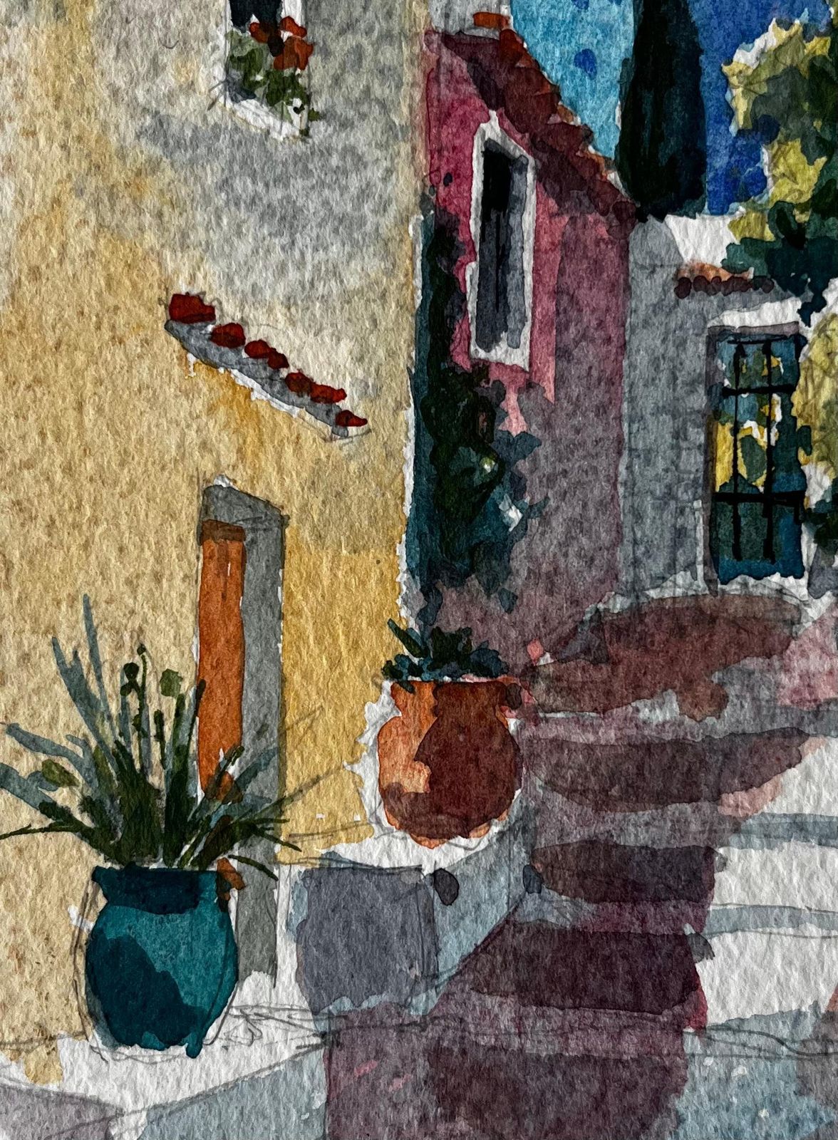 Pierre Neveusunlit Street With Terracotta Pots And Steps In Roquemaure French Village photo vinterior