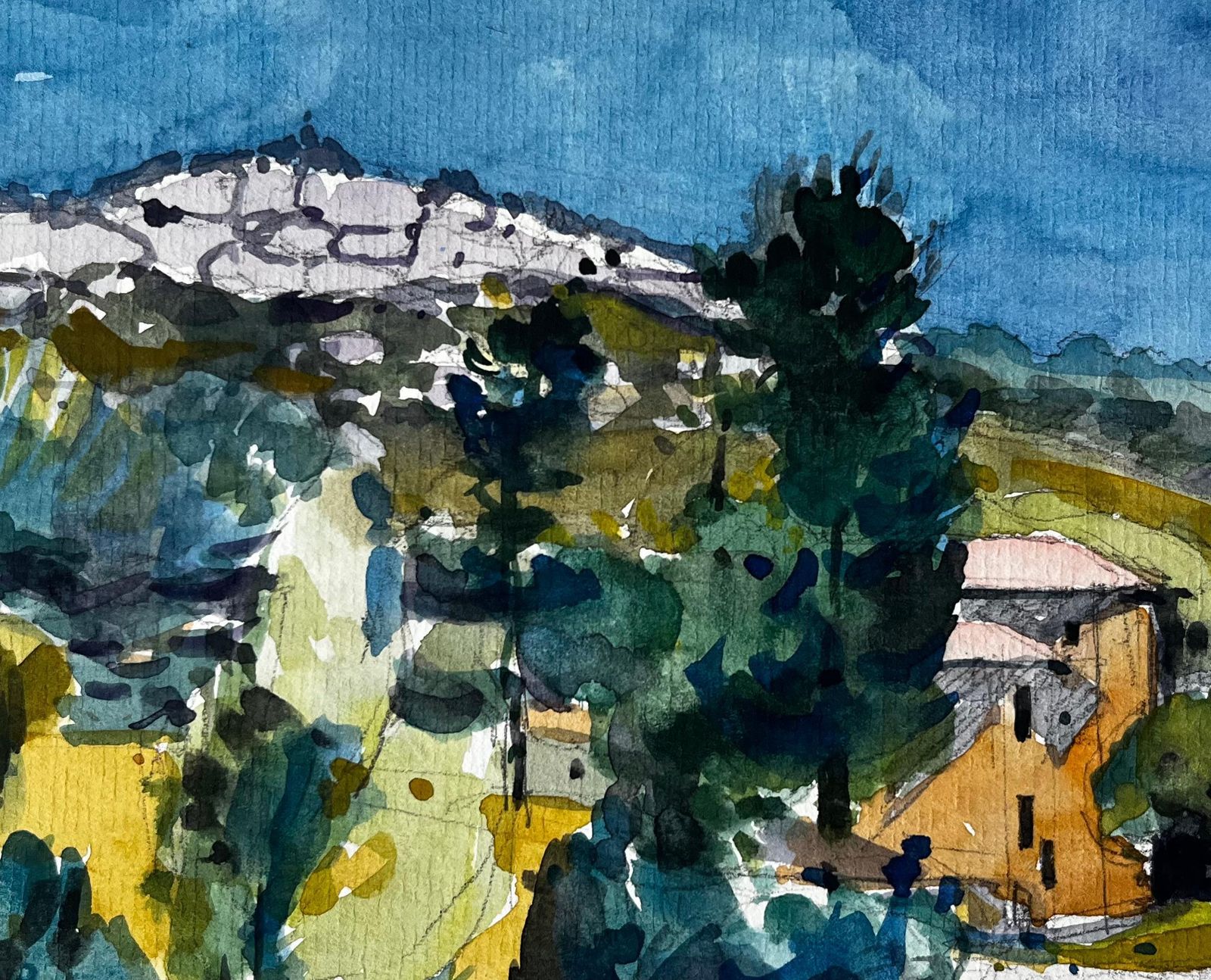 Pierre Neveuprovence Hillside Landscape With Farmhouse And Distant Ridge French Countryside photo buy