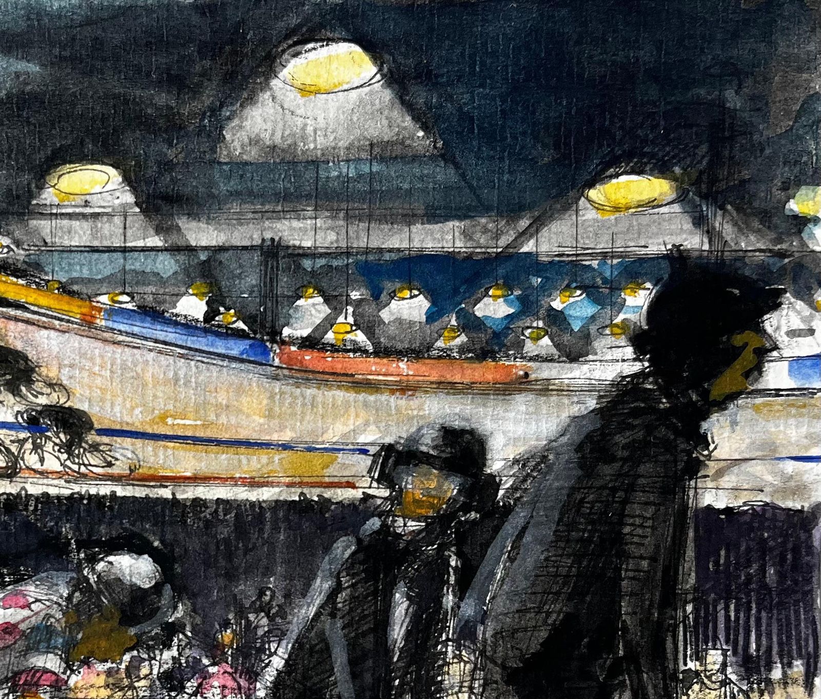 Pierre Neveufrench Indoor Cycling Velodrome Scene With Cyclists And Spectators Modern Study photo Art