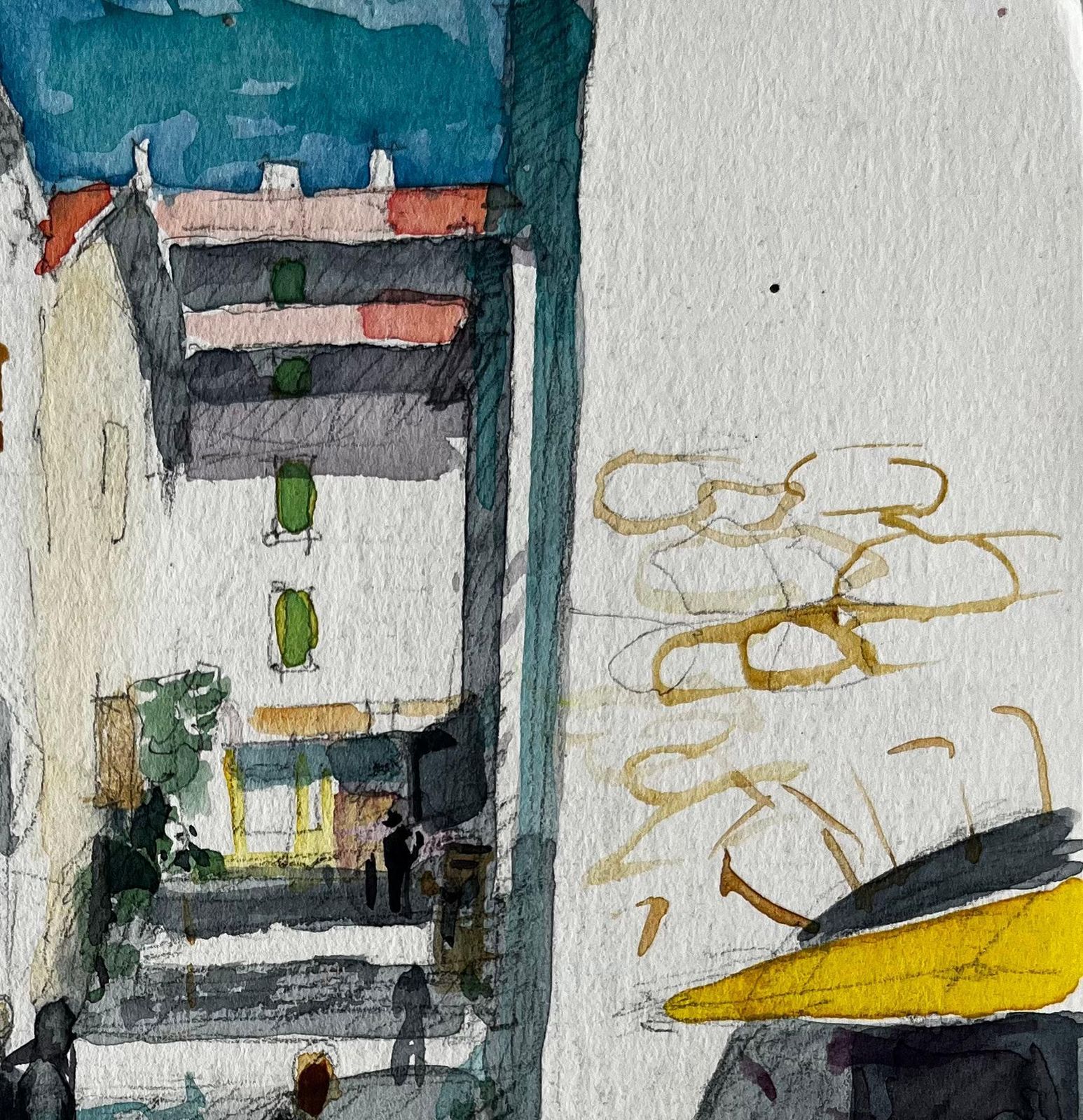 Pierre Neveufrench Village Street Scene With Café And Market Stall Provençal Study photo vinterior