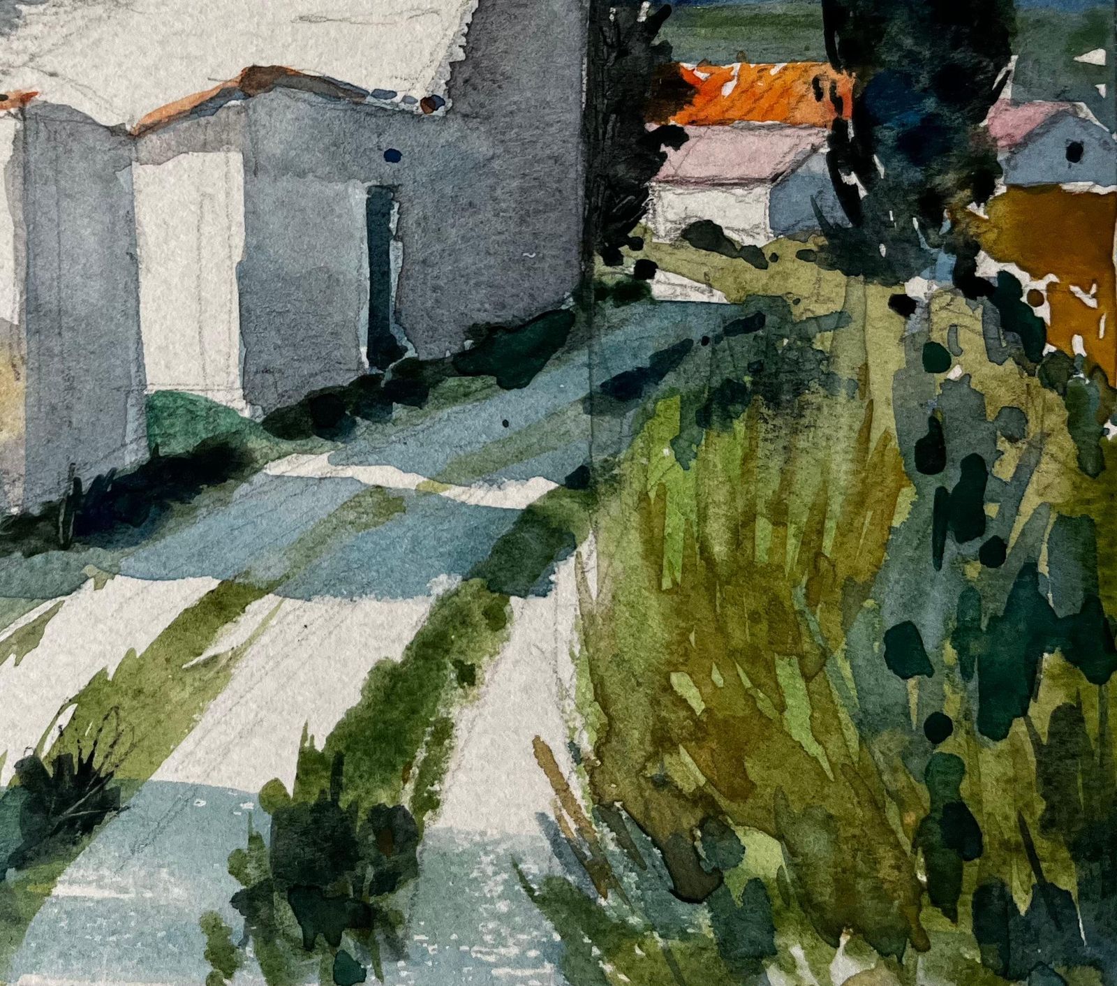 Pierre Neveusablet French Village Houses And Cypress Trees Provençal Landscape Study photo Art