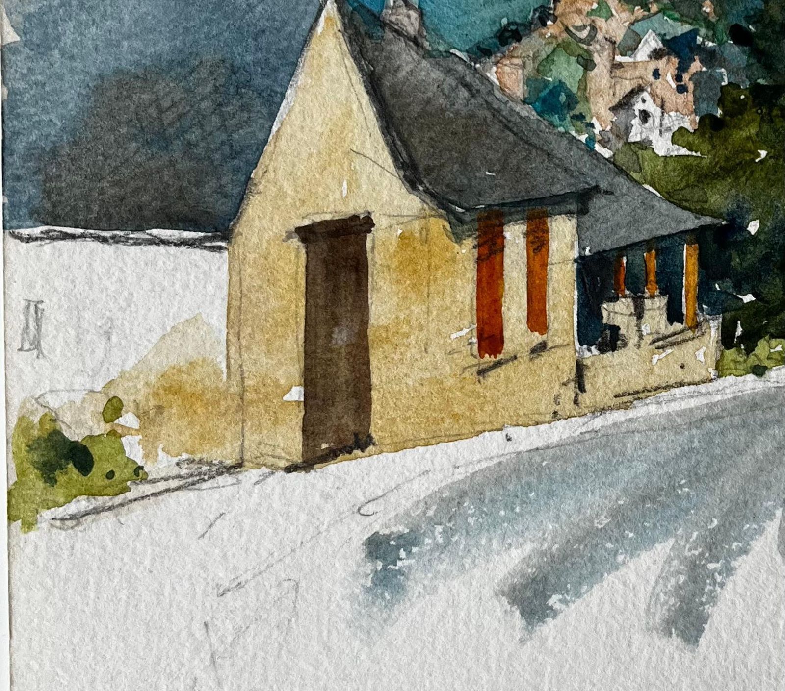 Pierre Neveuhilltop Village View In Kayac Dordogne Countryside Watercolour Study photo vinterior